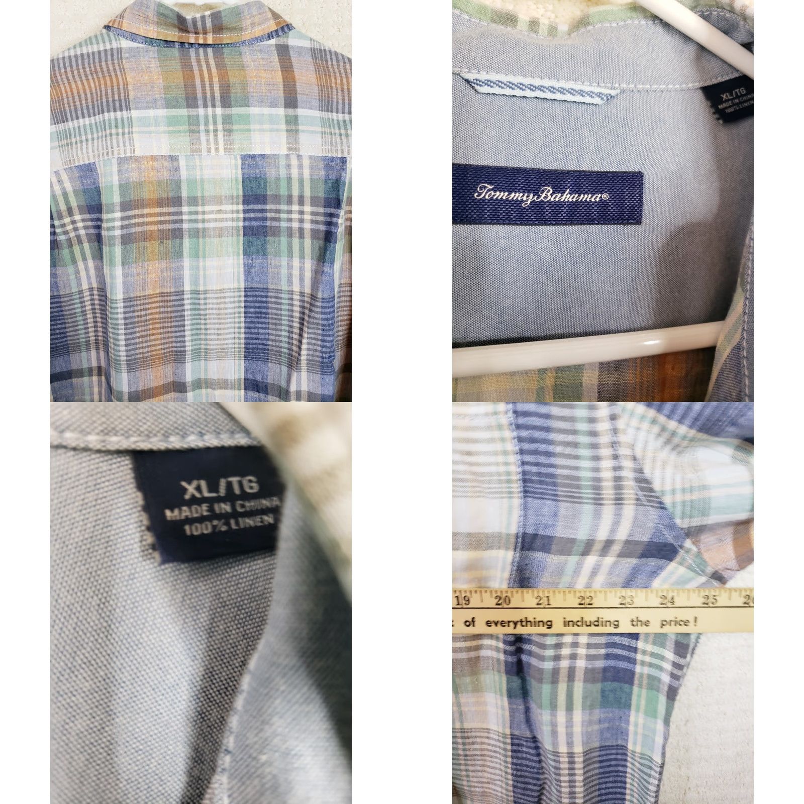 Tommy Bahama Tommy Bahama Shirt XL Colorful Plaid 100% Linen Long Sleeve Button-Up Men Size US XL / EU 56 / 4 - 8 Thumbnail