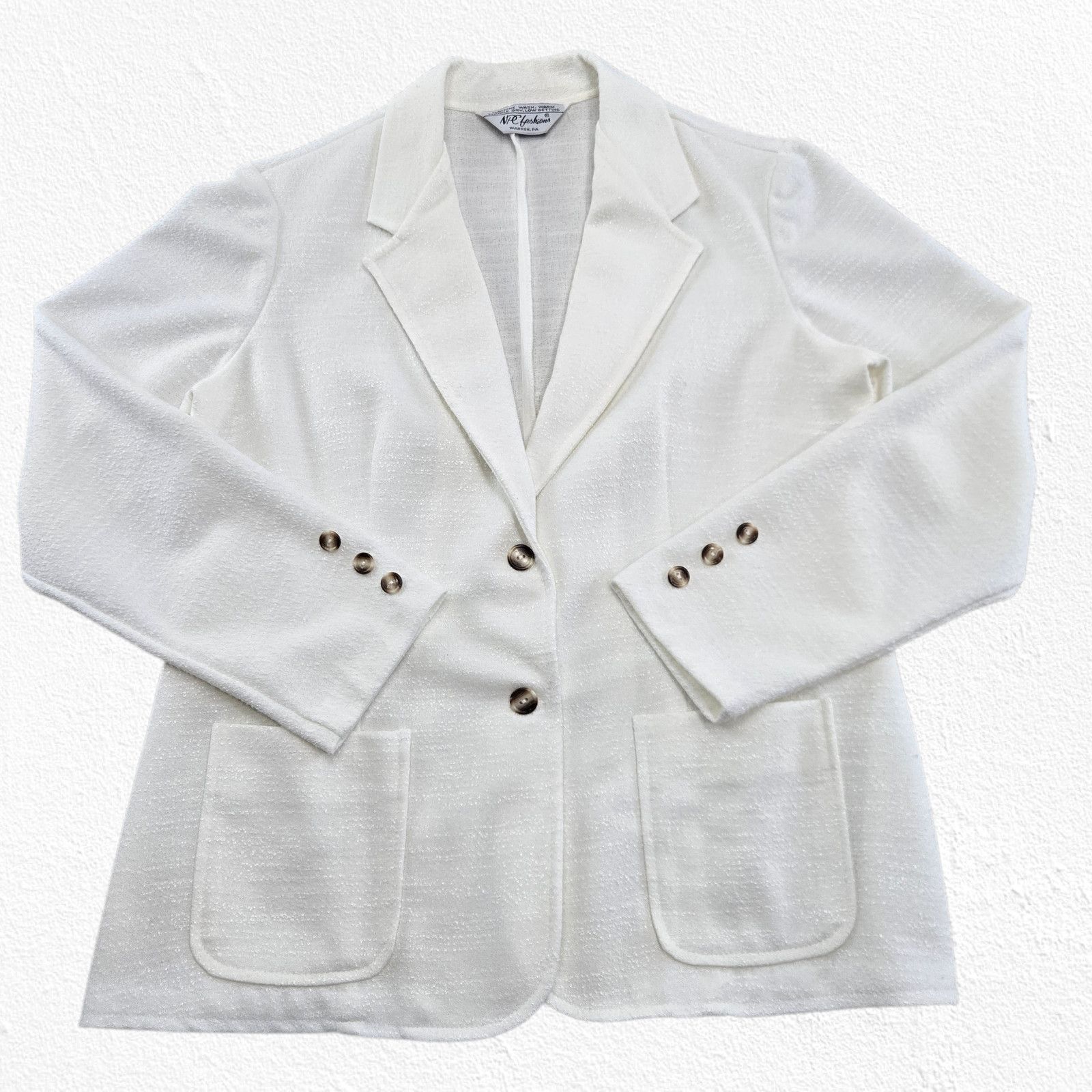 Vintage 90s White Structured Blazer Size Medium Size M / US 6-8 / IT 42-44 - 2 Thumbnail