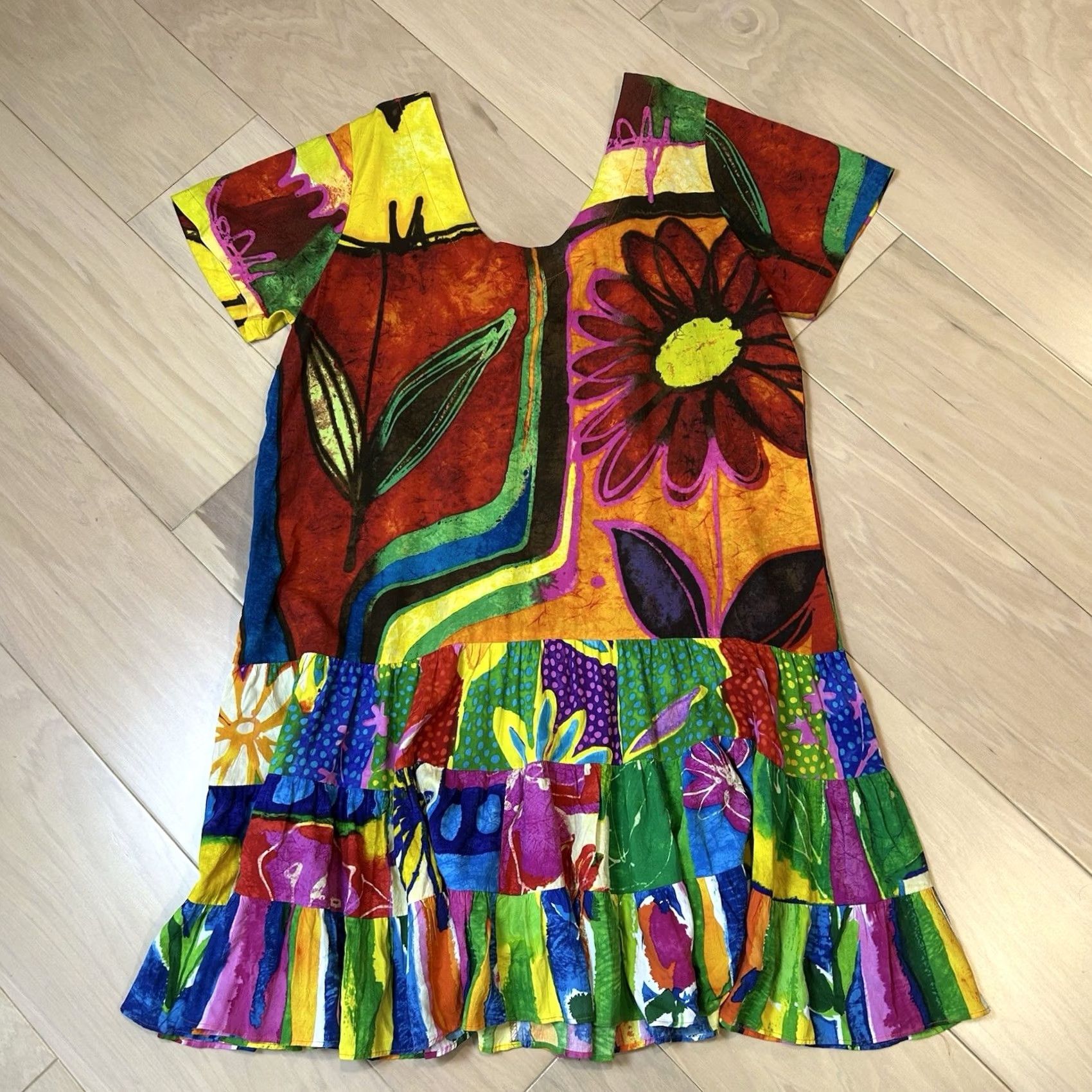 Jams World VINTAGE Jams World Maxi Blossoms Dress Women’s Large Dress Floral Tropical Cap Sleeve Tie Back Size L / US 10 / IT 46 - 4 Thumbnail