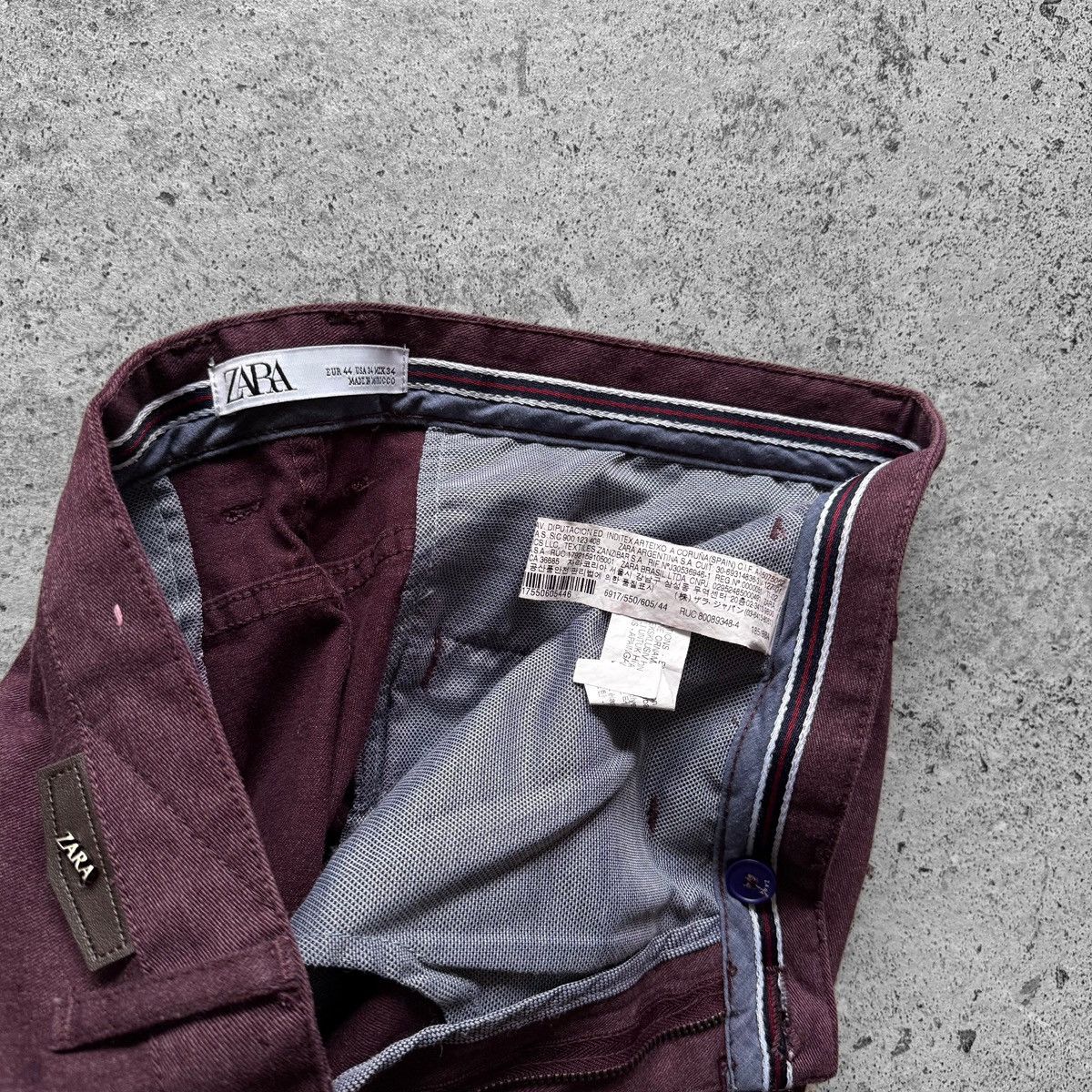 Zara Zara Man Burgundy Slim Fit Chino Trousers Zipper Closure Size US 32 / EU 48 - 5 Thumbnail