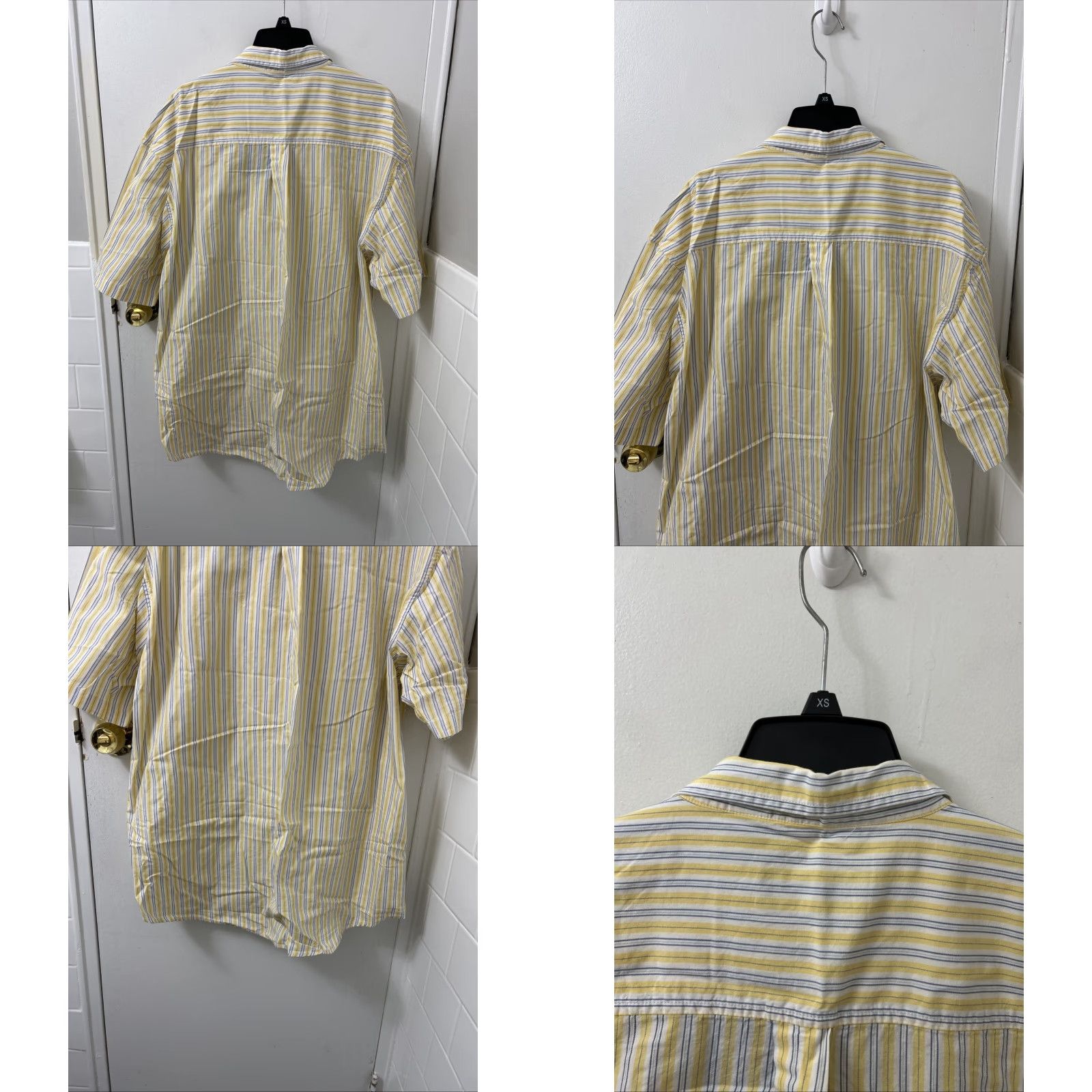 Izod IZOD Shirt Mens XL Yellow Oxford Striped Button-Down Pocket Short Sleeve Size US XL / EU 56 / 4 - 8 Thumbnail