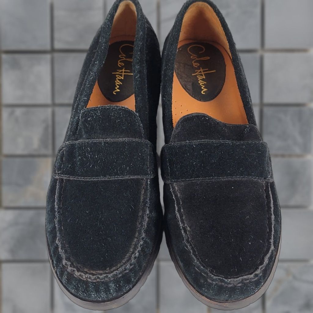 Cole Haan COLE HAAN Air Loafers Womens 6 B Leather Suede Black Slip On Flat Casual Size US 6 / IT 36 - 1 Thumbnail