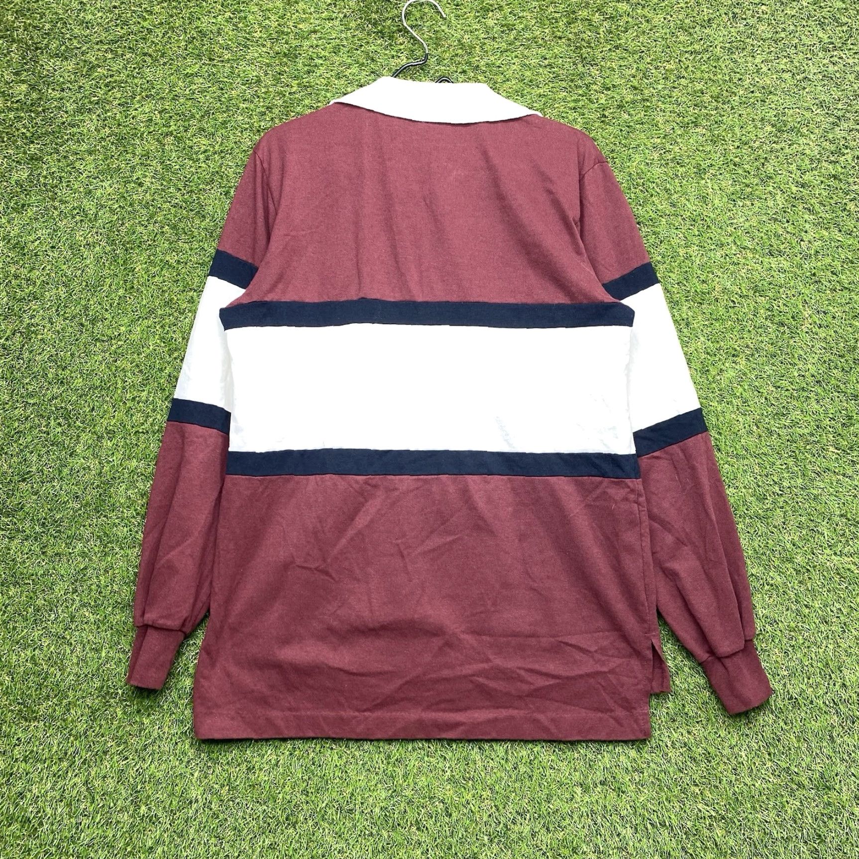 Nutmeg VINTAGE Nutmeg Rugby Polo Shirt Mens Large 80s 90s NFL Sport Red Cotton Embroidered Striped Long Sleeve Rugby Size US L / EU 52-54 / 3 - 2 Thumbnail