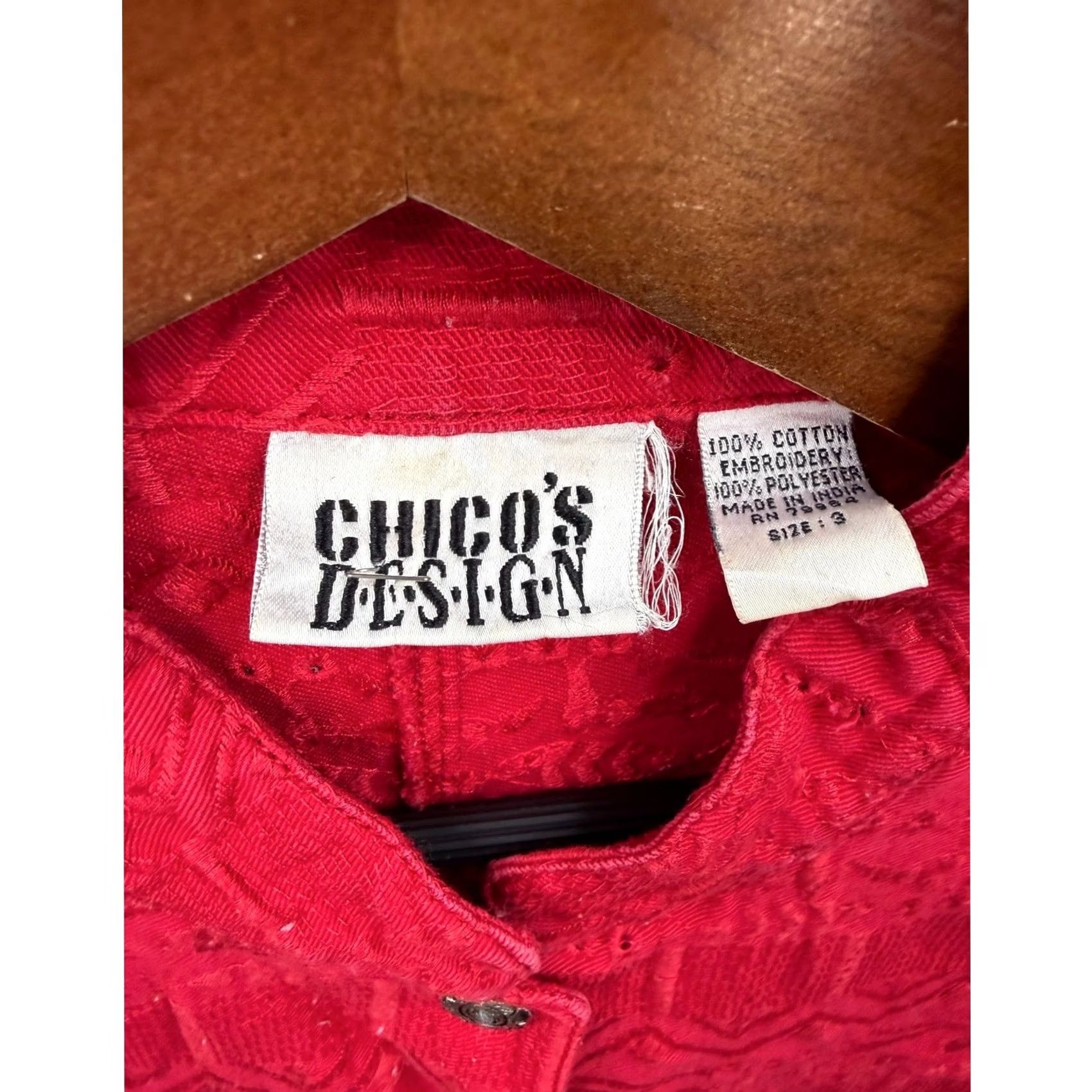Vintage VINTAGE Chico's Design Jacket Womens Red Embroidered Eyelet Cotton Button Up Size XL Size XL / US 12-14 / IT 48-50 - 5 Thumbnail