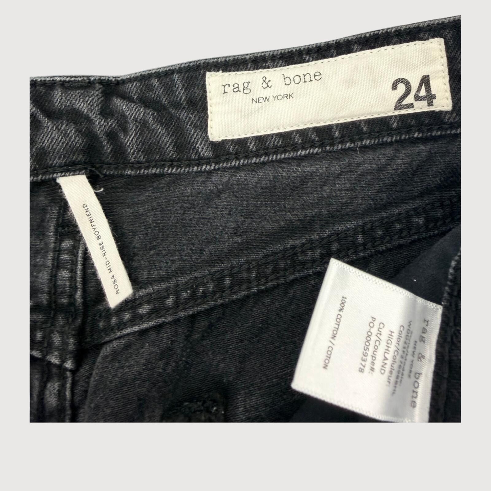 Rag & Bone Rag & Bone Rosa Boyfriend Jeans Fray Hem Black 24 Size 24" / US 00 / IT 34 - 4 Thumbnail