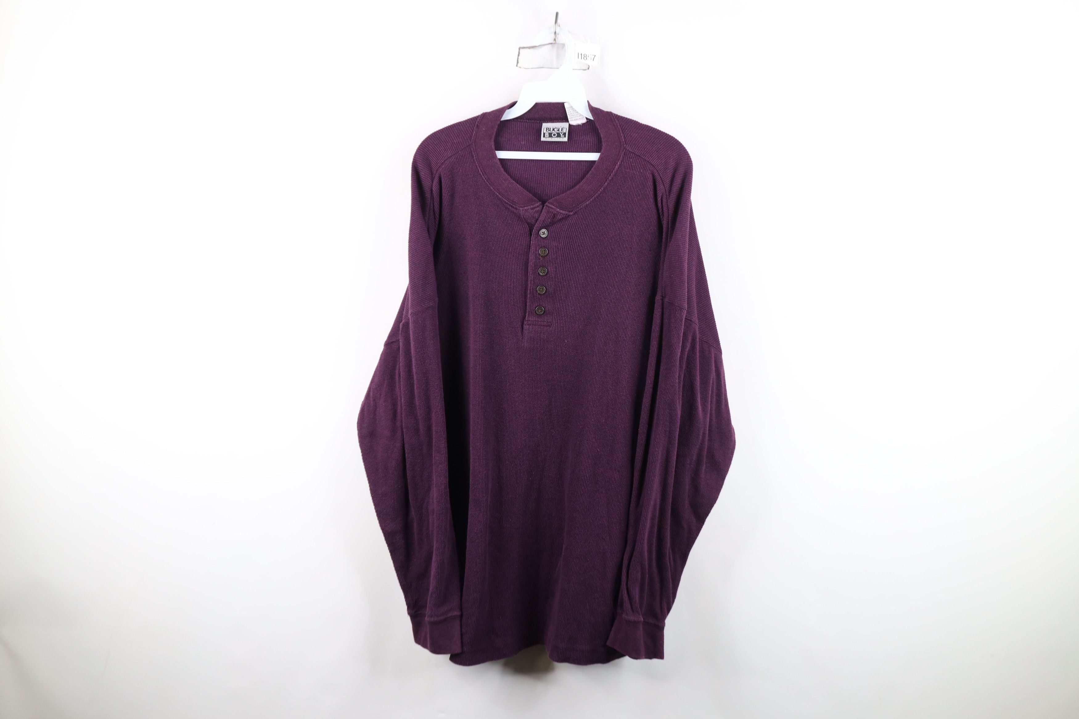 Vintage Vintage 90s Streetwear Thermal Ribbed Knit Henley T-Shirt Size US L / EU 52-54 / 3 - 1 Thumbnail