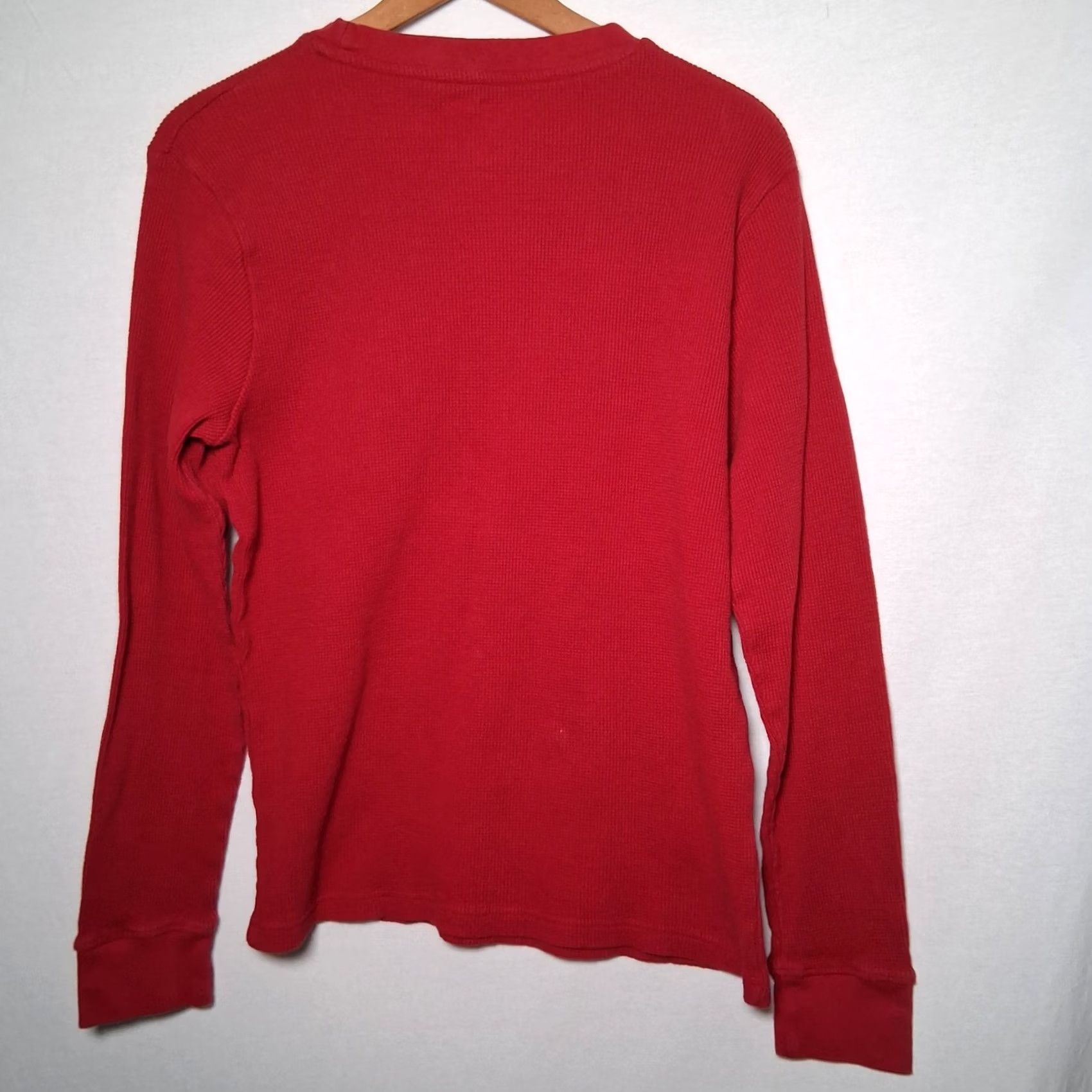 Aeropostale AERO 1987 Aeropostale Thermal Shirt Men L Red Slim Fit Cotton Knit Crew Neck Long Sleeve Waffle T-Shirt Size US L / EU 52-54 / 3 - 4 Thumbnail