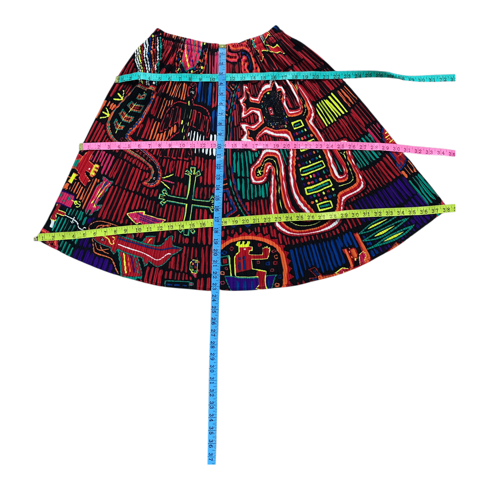 Issey Miyake × Pleats Please Issey Miyake Pleats Please Issey Miyake Colourful Print Pleated Skirt Size 31" - 4 Thumbnail