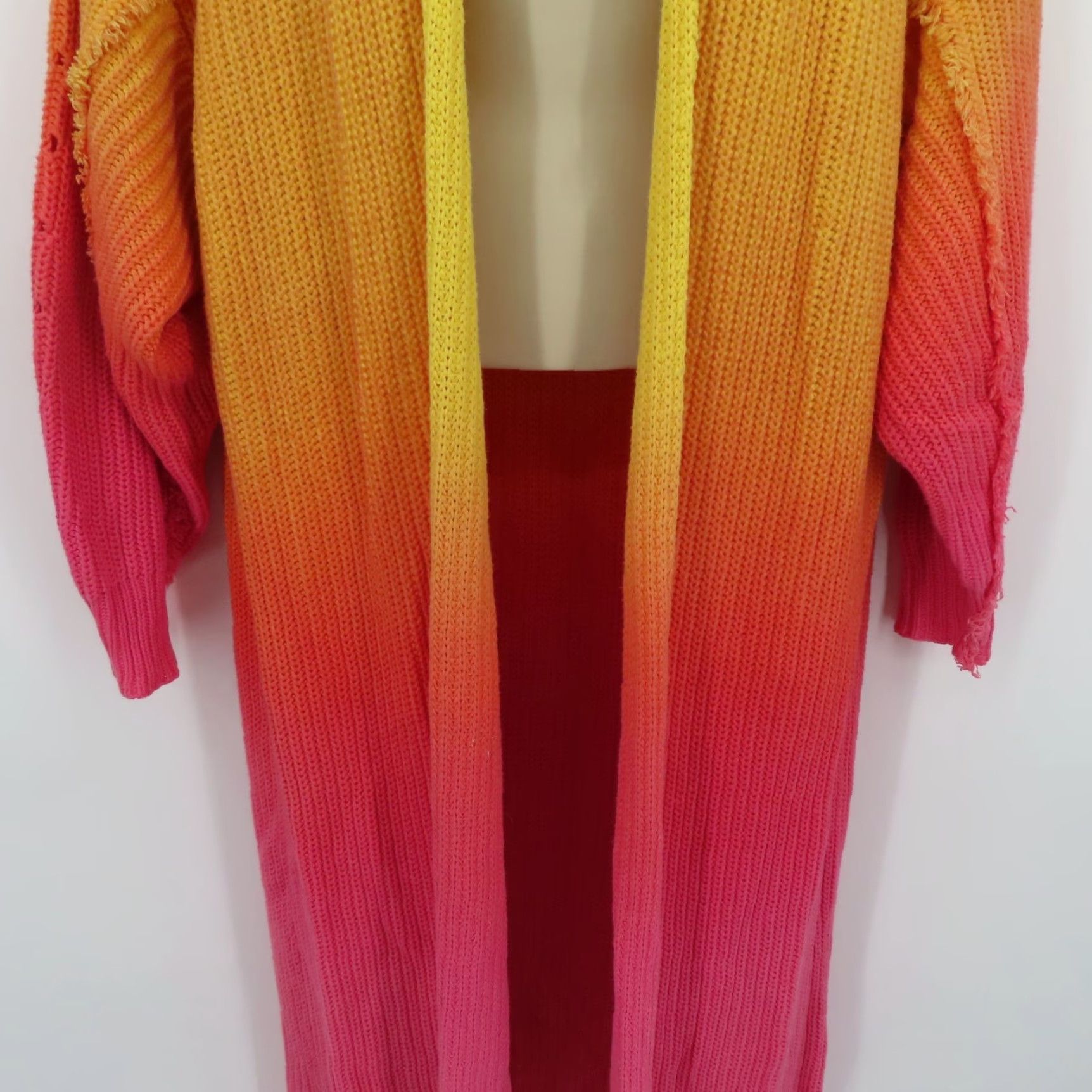 Free People Free People Cardigan Sweater Women XS Multicolor Ombre Yellow Orange Pink Maxi Size XS / US 0-2 / IT 36-38 - 3 Thumbnail