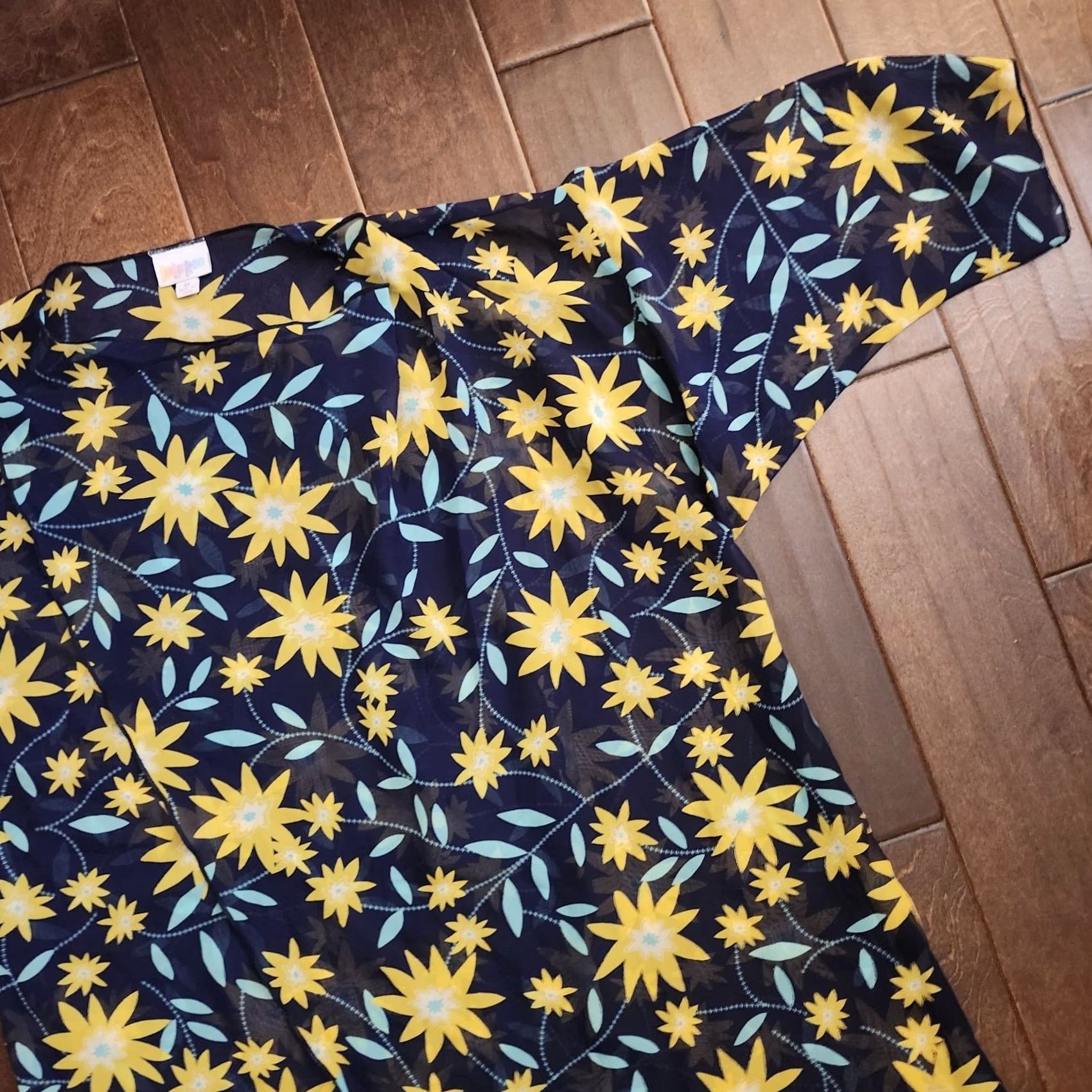 Vintage VINTAGE LuLaRoe Shirley Kimono Womens M Floral Yellow Blue Open Front Cardigan Size M / US 6-8 / IT 42-44 - 6 Thumbnail
