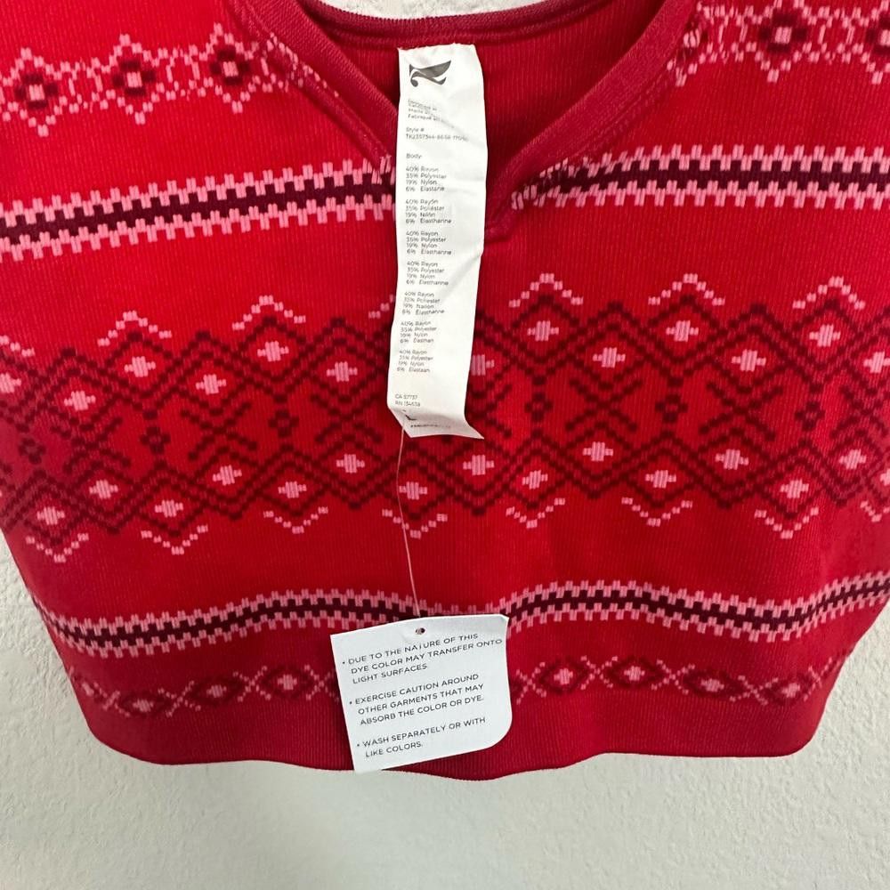 Fabletics Fabletics Cloud V-Neck Crop Tank Nordic Fairisle Red Large Size L / US 10 / IT 46 - 6 Thumbnail