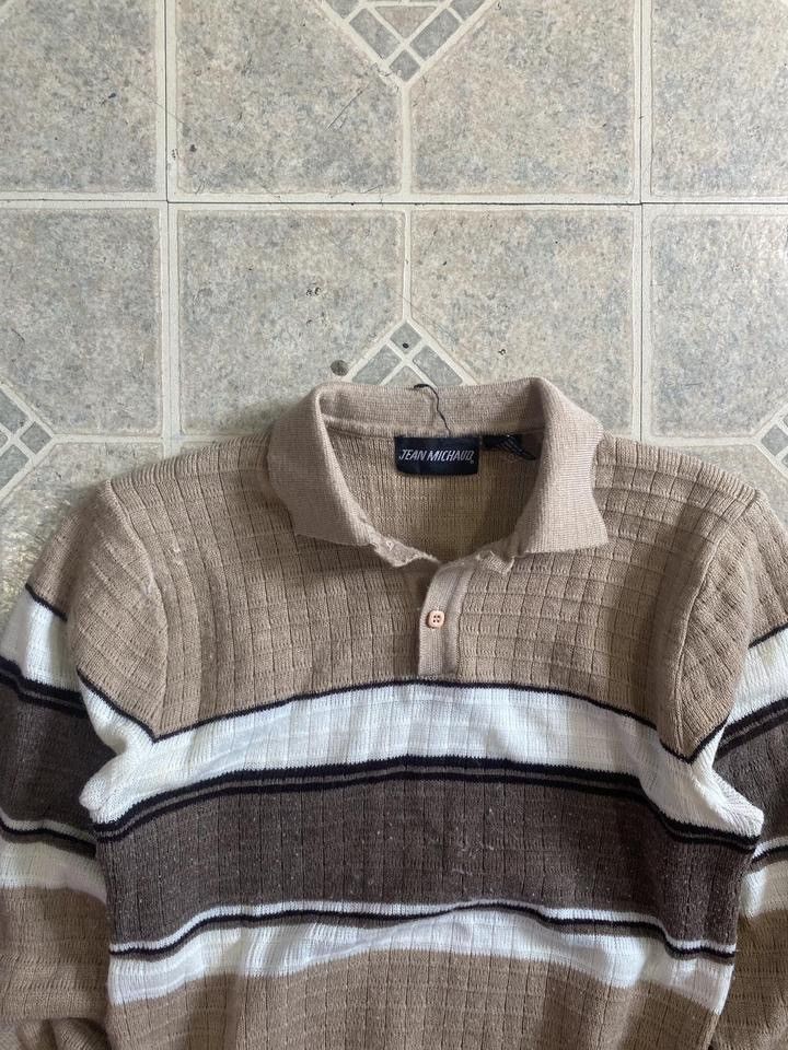 Other Vintage 80s striped polo sweater long sleeve brown Size US M / EU 48-50 / 2 - 2 Thumbnail