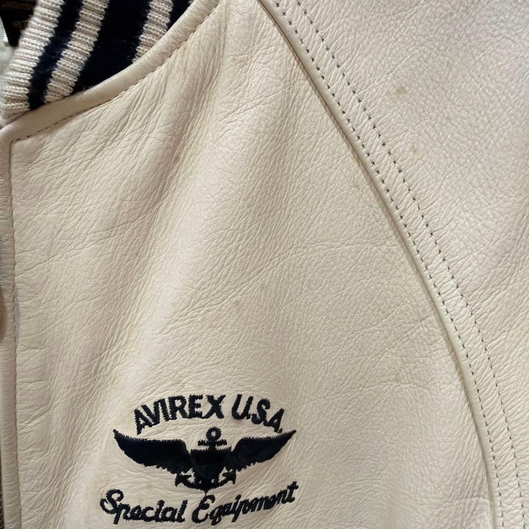 Avirex AVIREX USA Stadium Jacket White Leather XS Size US XS / EU 42 / 0 - 6 Thumbnail