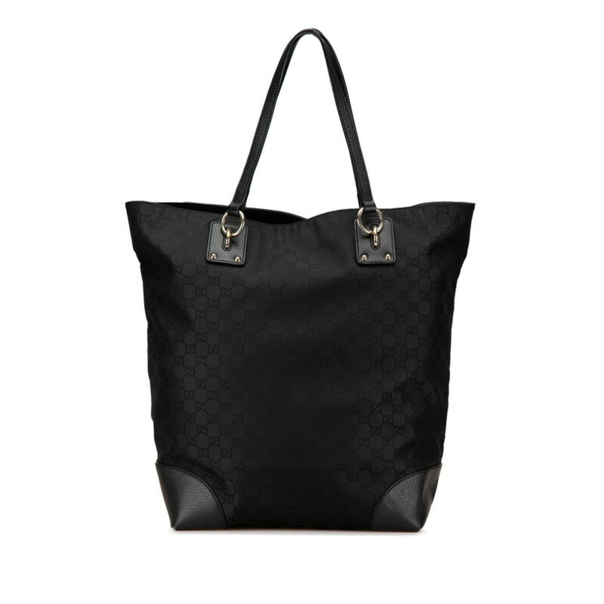 Gucci GG Nylon Tote Bag 353702 Black Leather Women's Gucci