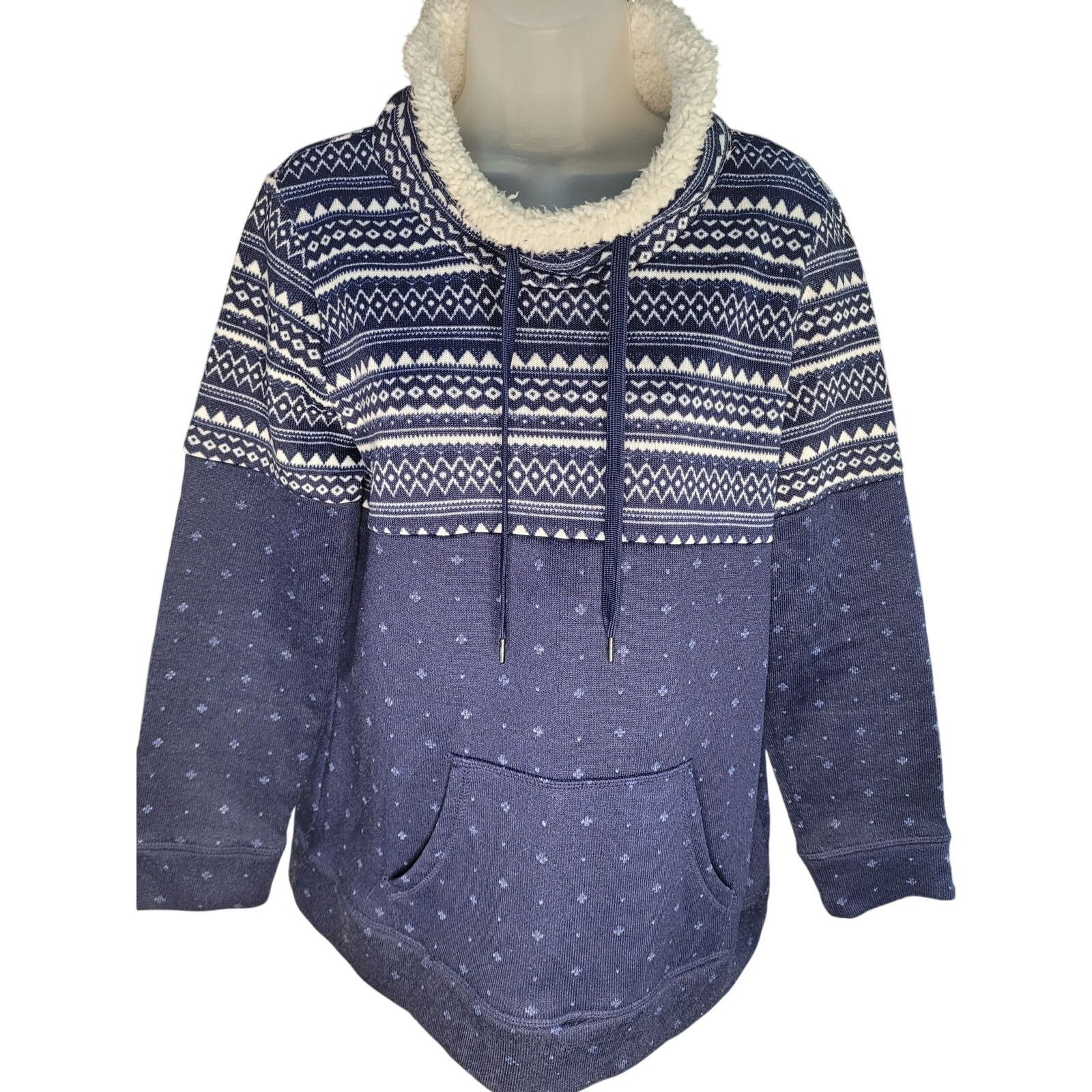 St. Johns Bay St Johns Bay Navy/Wht Fleece Neck Women Sweater Sz L Size L / US 10 / IT 46 - 1 Thumbnail