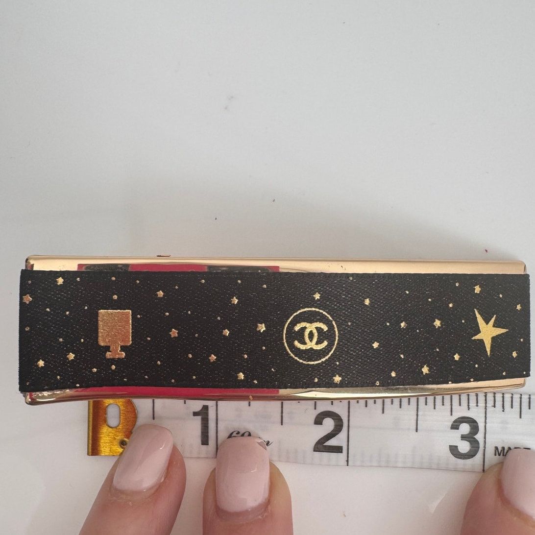 Chanel Chanel Black & Gold Logo Star Print Hair Barrette Clip Size ONE SIZE - 7 Thumbnail