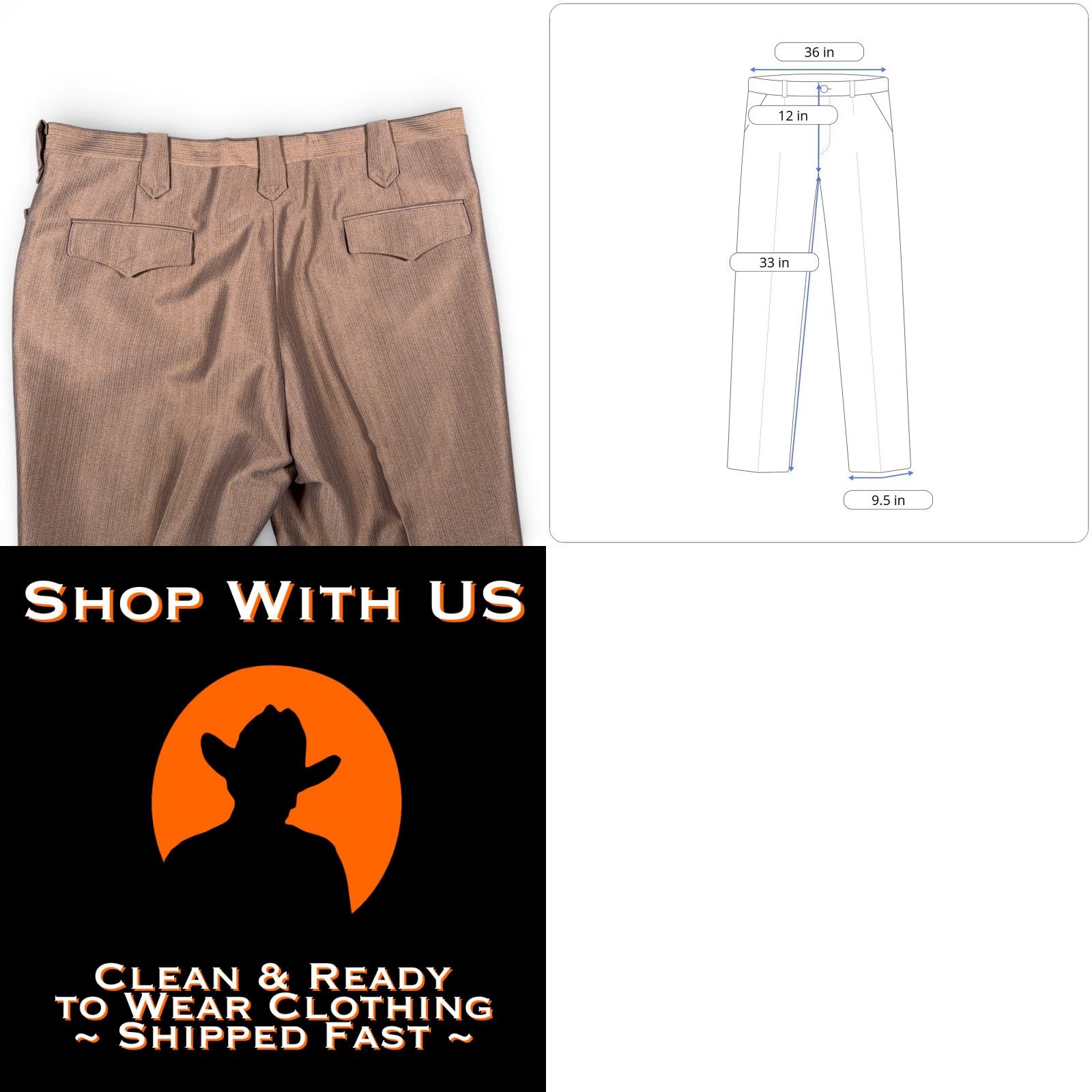 Vintage VINTAGE Circle S Pants Mens 36x33 Brown Gold Polyester Talon USA Made 70s Size US 36 / EU 52 - 8 Thumbnail