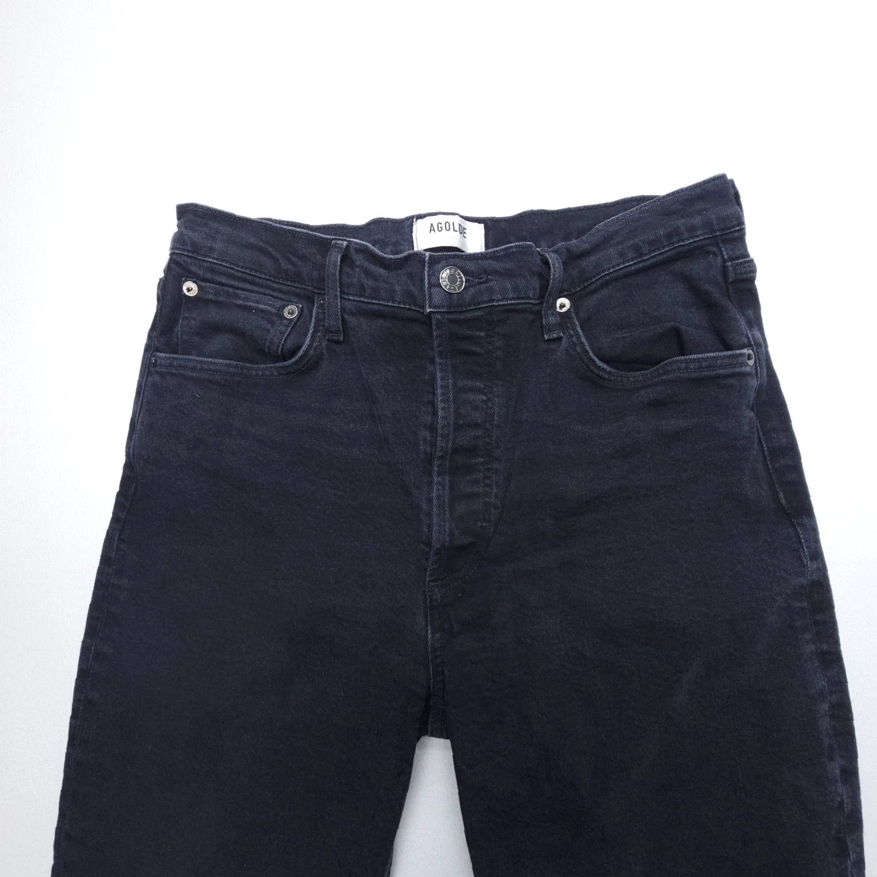 Agolde AGOLDE Riley Jeans Women Size 29 Black High Rise Straight Button Fly Denim EUC Size 29" - 6 Thumbnail