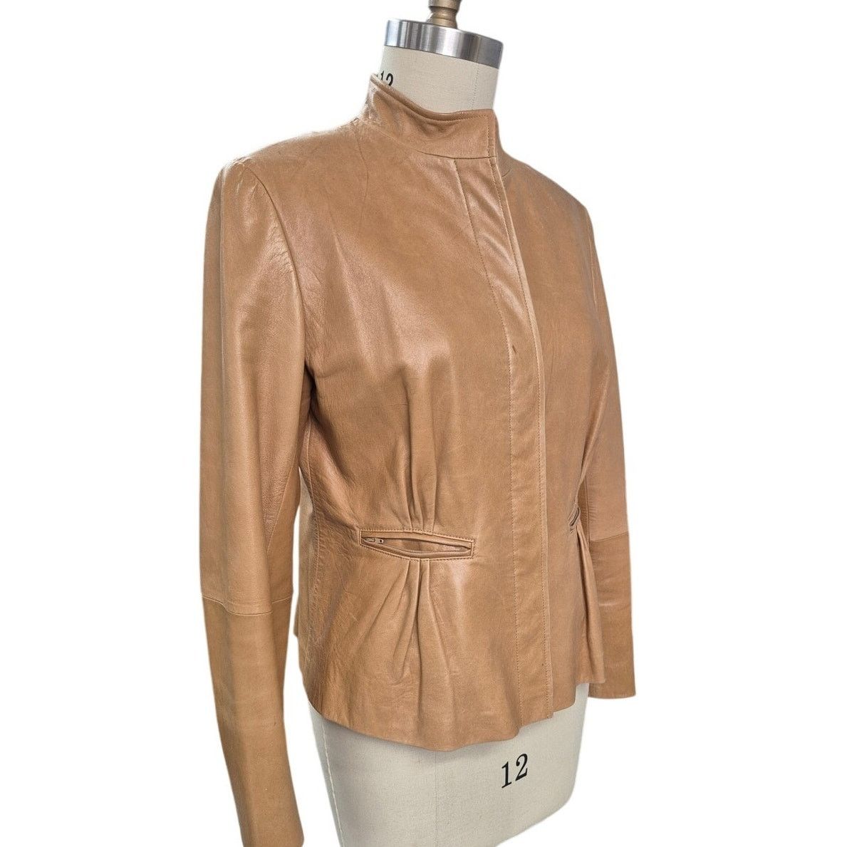 Lafayette 148 Lafayette 148 New York Lambskin Leather Jacket Camel L Size L / US 10 / IT 46 - 1 Thumbnail