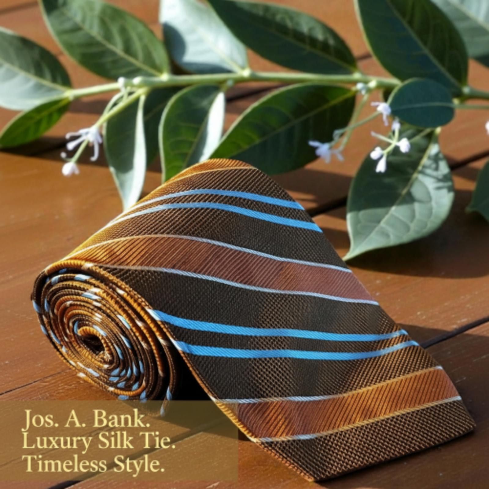Jos. A. Bank Jos. A. Bank Luxury Silk Men's Tie Brown with Blue and White Size ONE SIZE - 1 Thumbnail