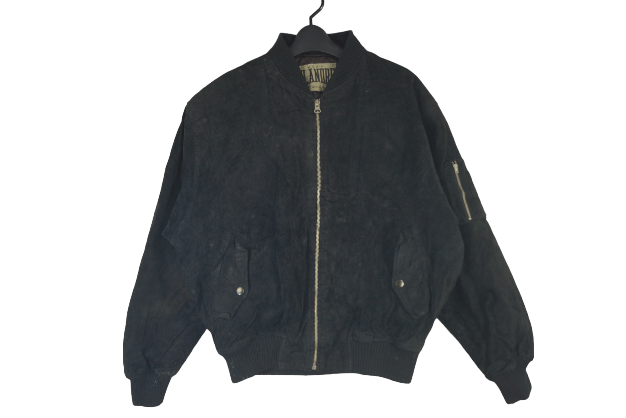 Vintage Ment Flandre Bomber Leather Jacket Black Nice Design Size US M / EU 48-50 / 2 - 1 Thumbnail
