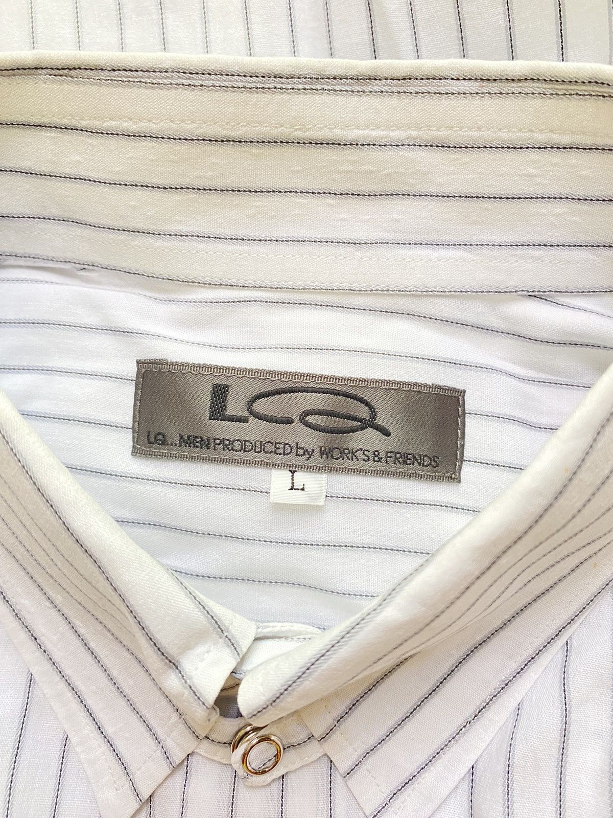 Yohji Yamamoto L.Q. Yohji Yamamoto Men White Stripes Shirt Size US L / EU 52-54 / 3 - 8 Thumbnail