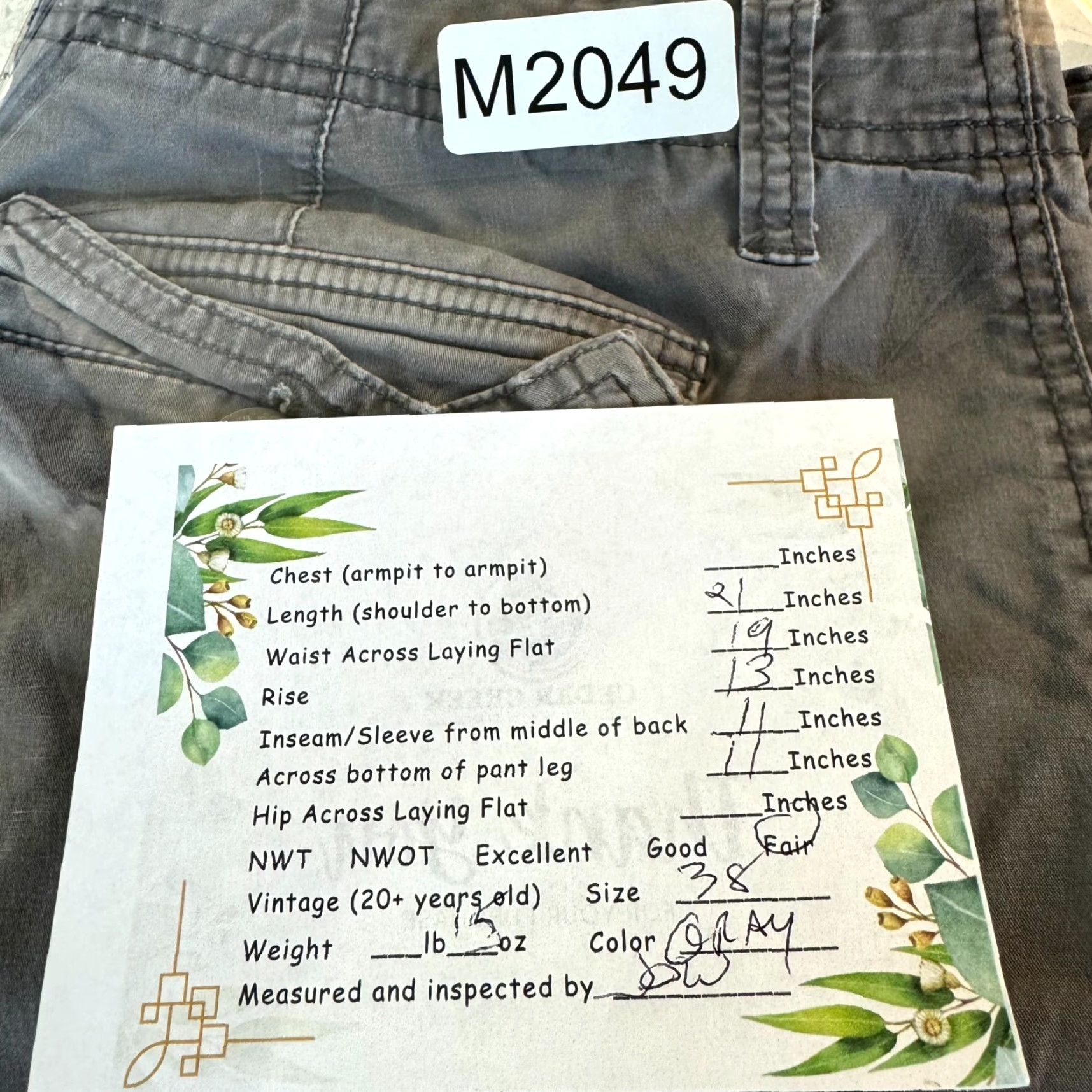 Vintage Iron Co. Mens Cargo Shorts 38 Gray Cotton High-Rise Pocket Classic Outdoor Shorts Size US 38 / EU 54 - 8 Thumbnail