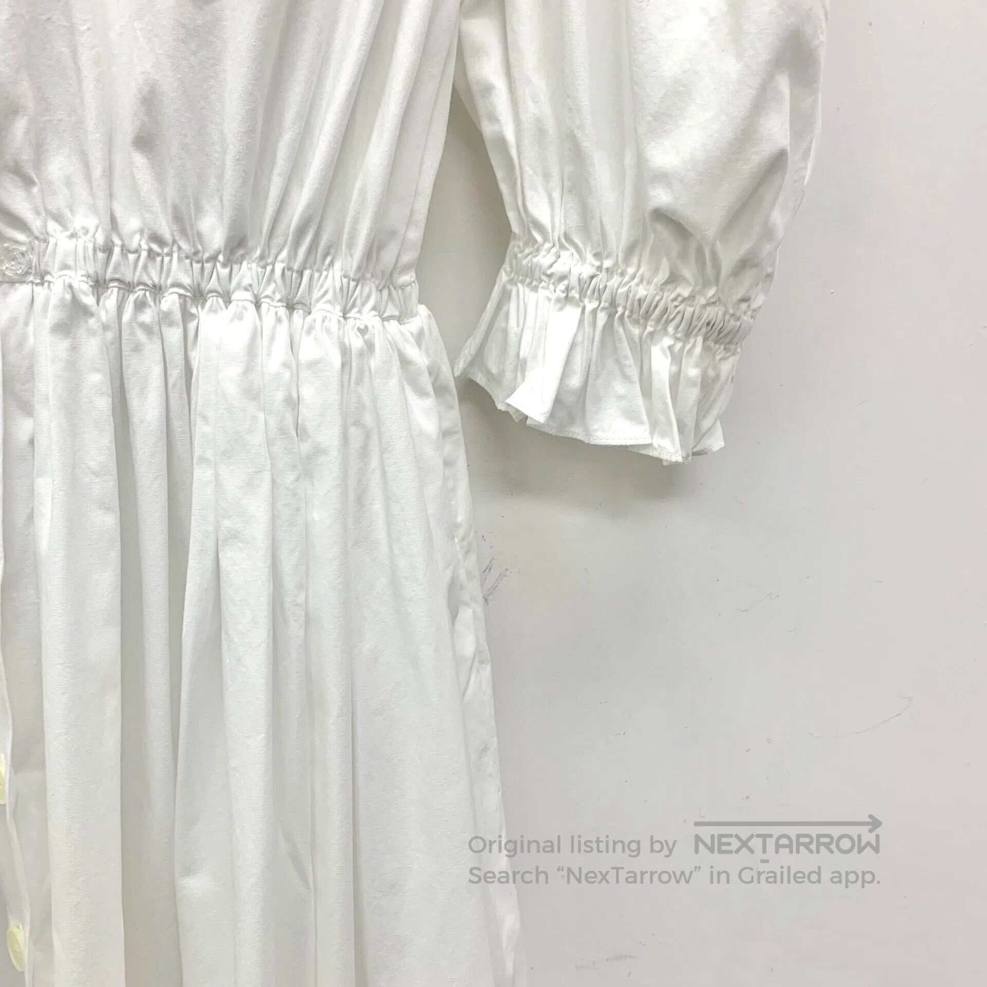 Miu Miu Miu Miu White Nautical Collar Cotton Short Sleeve Dress| Size M / US 6-8 / IT 42-44 - 4 Thumbnail