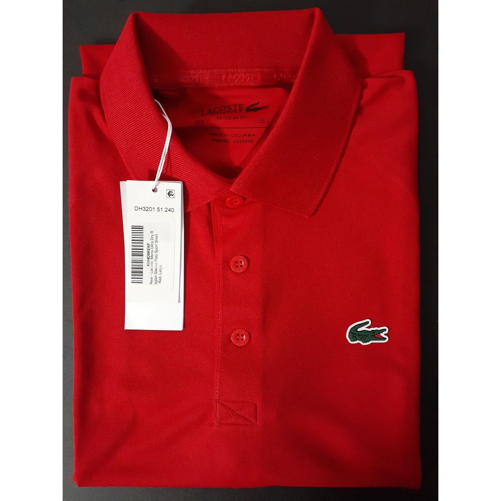 Lacoste Lacoste Mens Ultra Dry Raglan Sleeve Polo Sport Short Red L Size US L / EU 52-54 / 3 - 2 Thumbnail