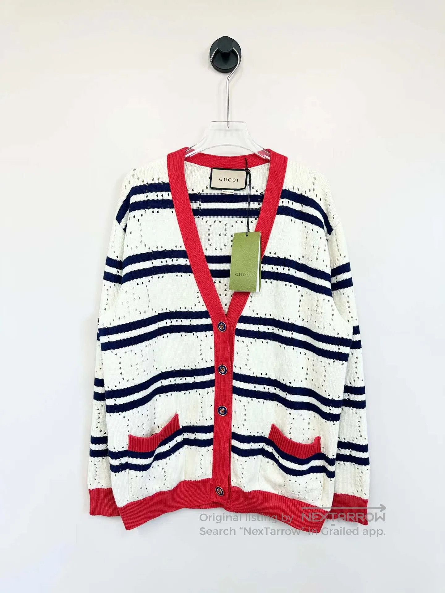 Gucci Guicci Colorblocked Monogrammed Logo Single-breasted Cardi Size M / US 6-8 / IT 42-44 - 1 Thumbnail