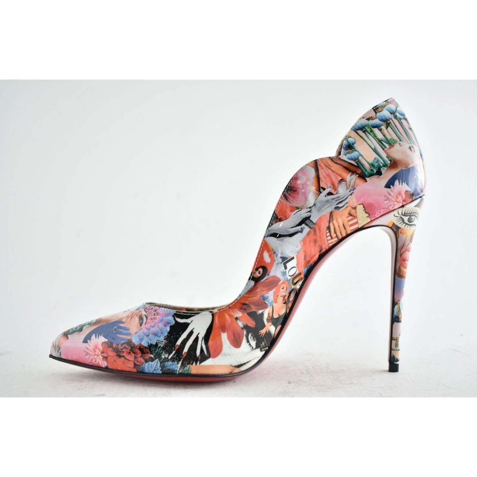 Christian Louboutin Hot Chick 100 Patent CH Xtian Black Red Blue Heel Pump 39 Size US 9 / IT 39 - 8 Thumbnail