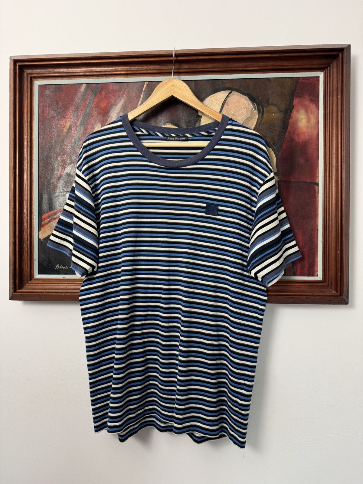 Acne Studios Fairview Face Mini Logo Casual Stripes Tee