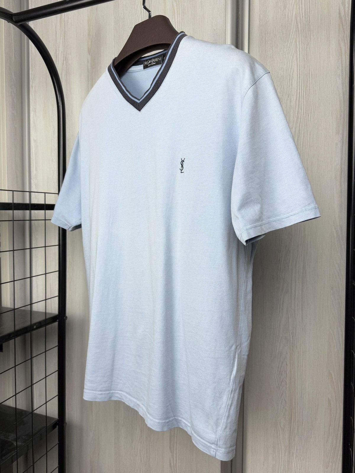 Yves Saint Laurent Yves Saint Laurent Pour Homme V-Neck Light blue tee shirt Size US M / EU 48-50 / 2 - 5 Thumbnail