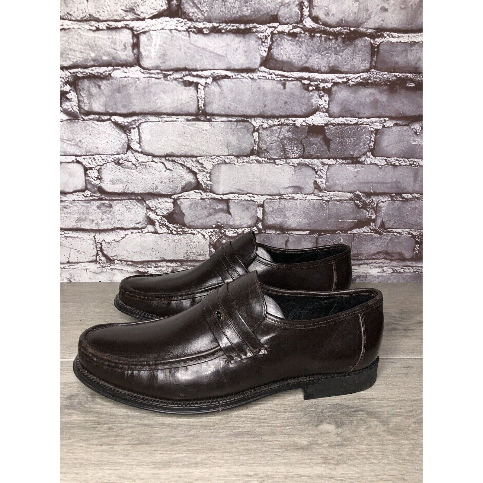 Other Clifford James Brown Leather Slip On Dress Loafers Shoes Men Size US 10 / EU 43 - 11 Thumbnail