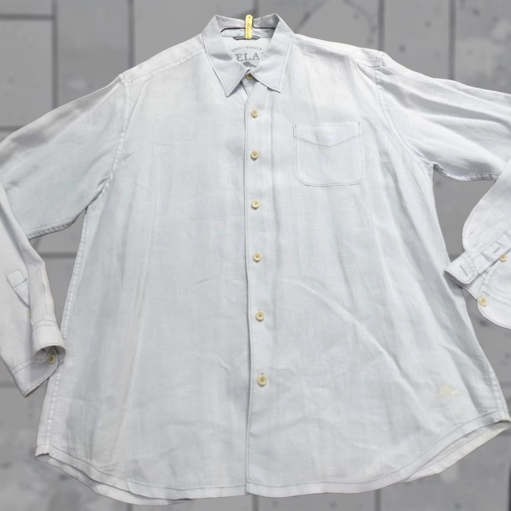 Tommy Bahama Tommy Bahama Shirt XL Blue Solid Long Sleeve Linen Size US XL / EU 56 / 4 - 1 Thumbnail