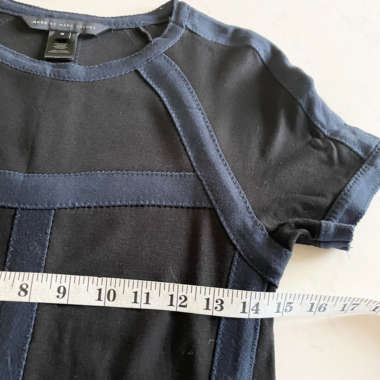 Marc by Marc Jacobs Marc by Marc Jacobs Black Blue Crewneck Shift Mini Dress Size M / US 6-8 / IT 42-44 - 7 Thumbnail