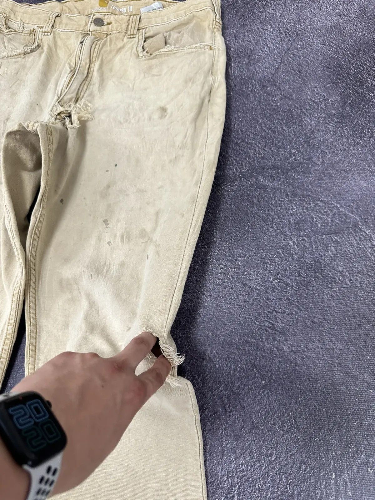 Carhartt × Vintage Vintage Carhartt Work Hype Cream American Baggy Pants Size US 34 / EU 50 - 11 Thumbnail
