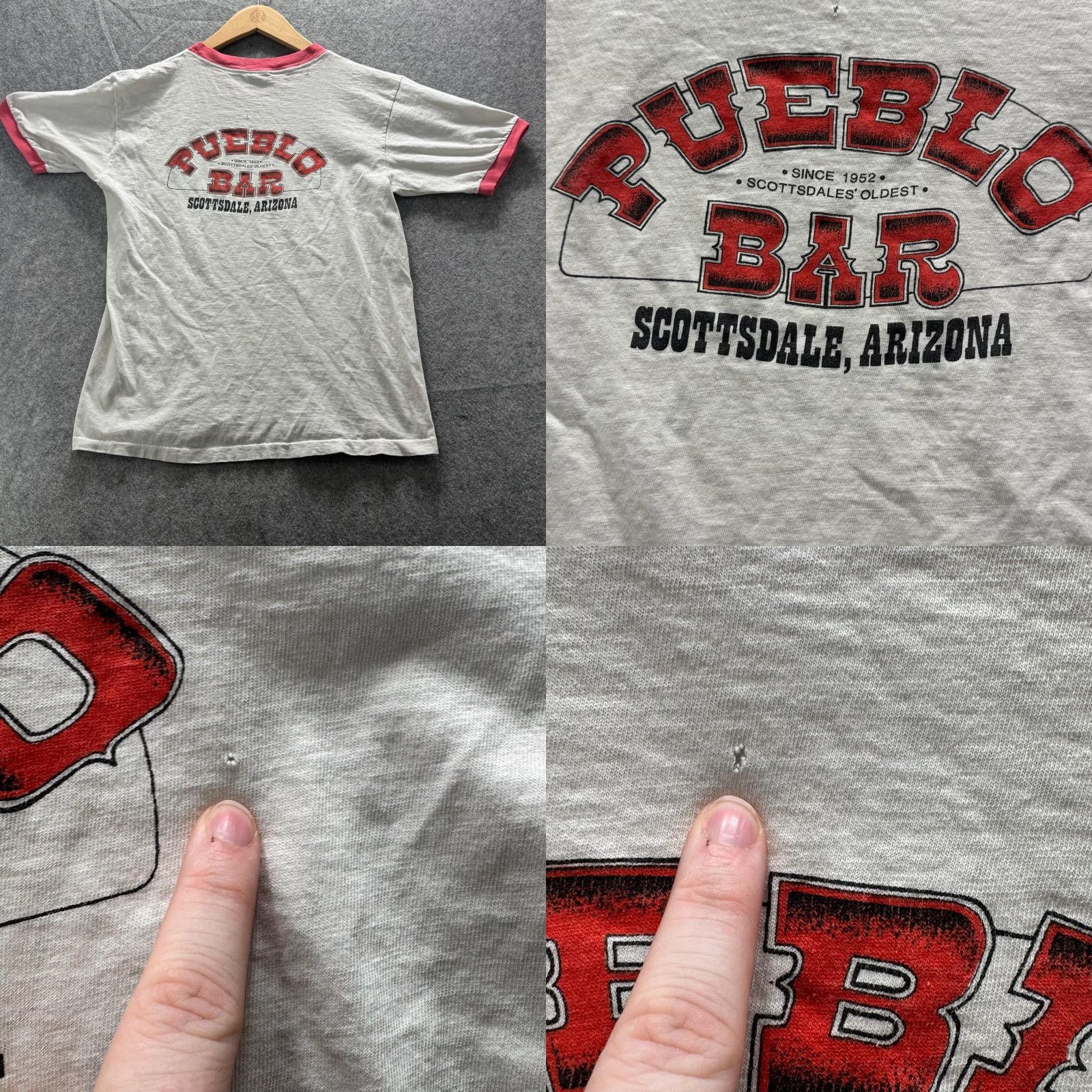 Vintage VINTAGE Pueblo Bar Scottsdale Arizona Shirt Mens M White Graphic Tee Ringer Crewneck Size US M / EU 48-50 / 2 - 9 Thumbnail