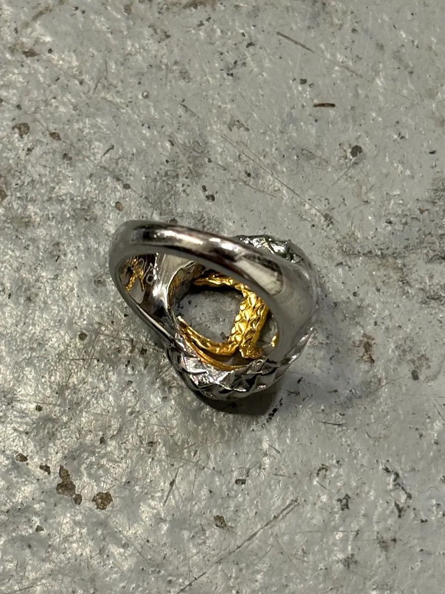 Just Cavalli 2000s Cavalli Two-Tone Silver Gold Textured Statement Ring Size ONE SIZE - 5 Thumbnail