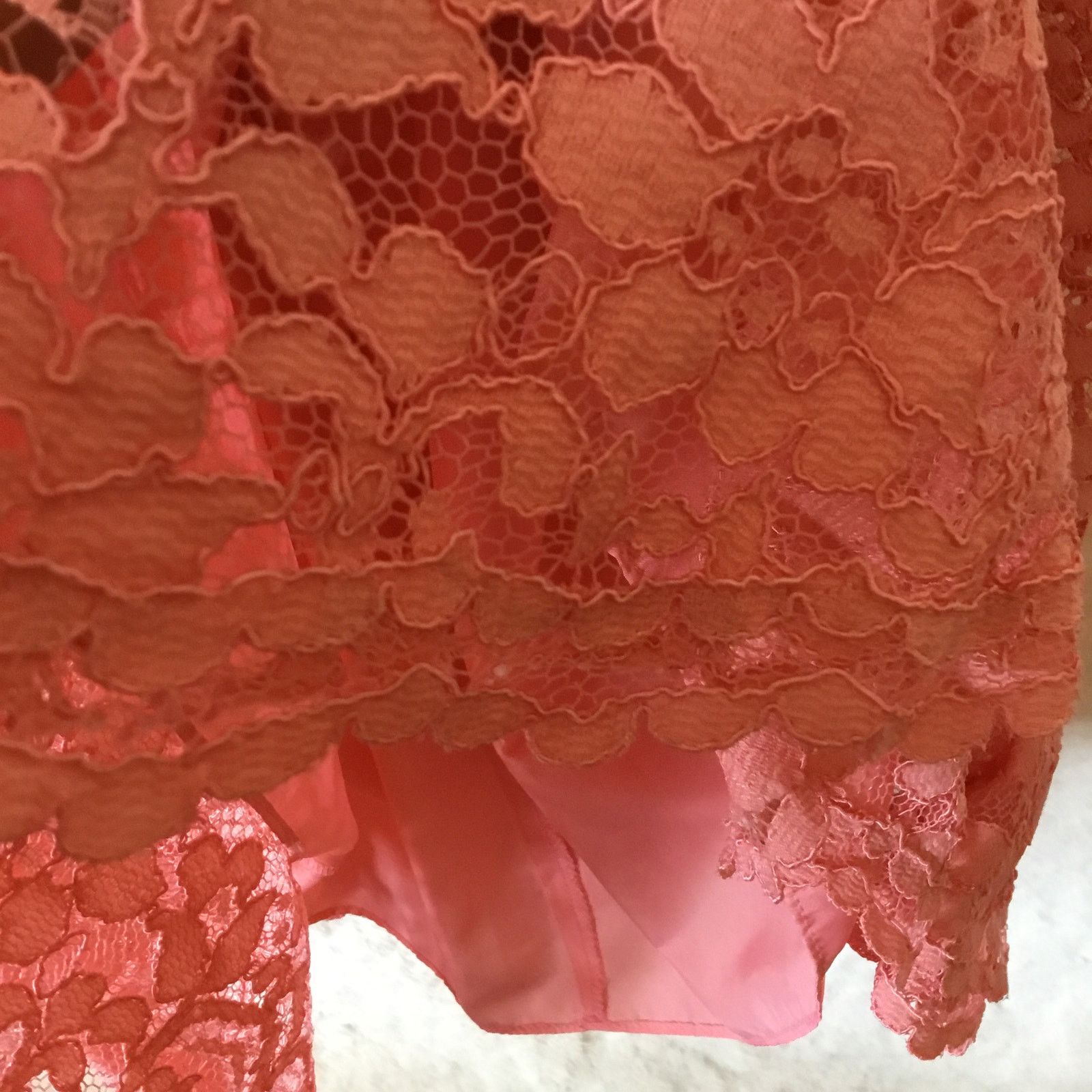 Other David's Bridal Strapless Coral Pink Lace Dress Size XS / US 0-2 / IT 36-38 - 6 Thumbnail