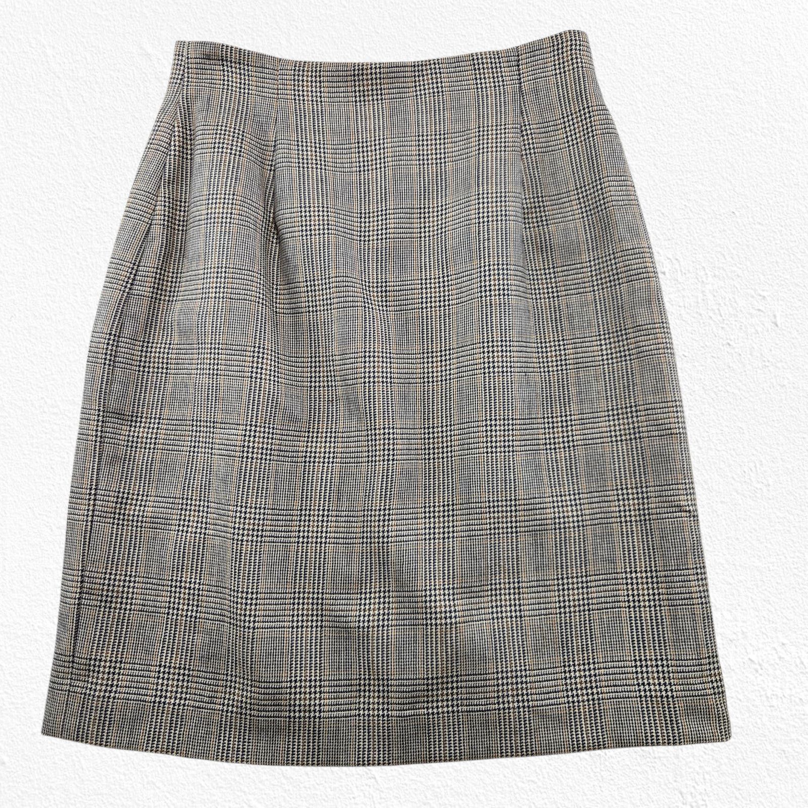 Halston Halston Glen Check Wool Plaid Straight A-Line Skirt Size 10 Size 32" / US 10 / IT 46 - 2 Thumbnail