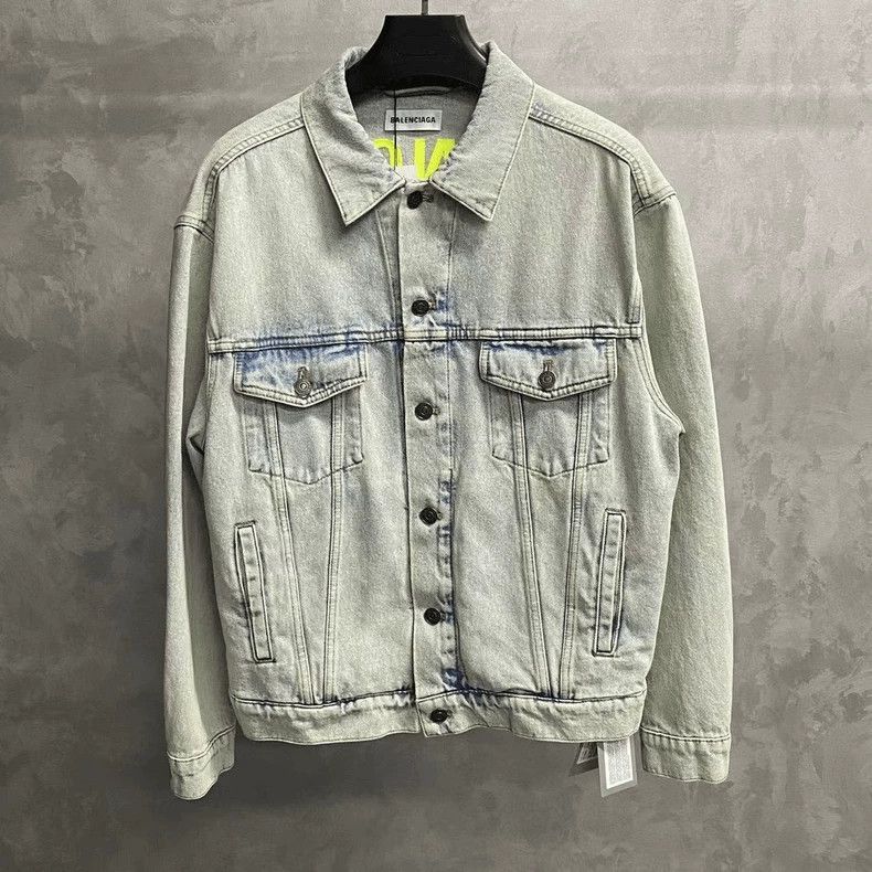 Balenciaga Balenciaga Green Logo Embroidered Denim Jacket-2505 Size US S / EU 44-46 / 1 - 2 Thumbnail