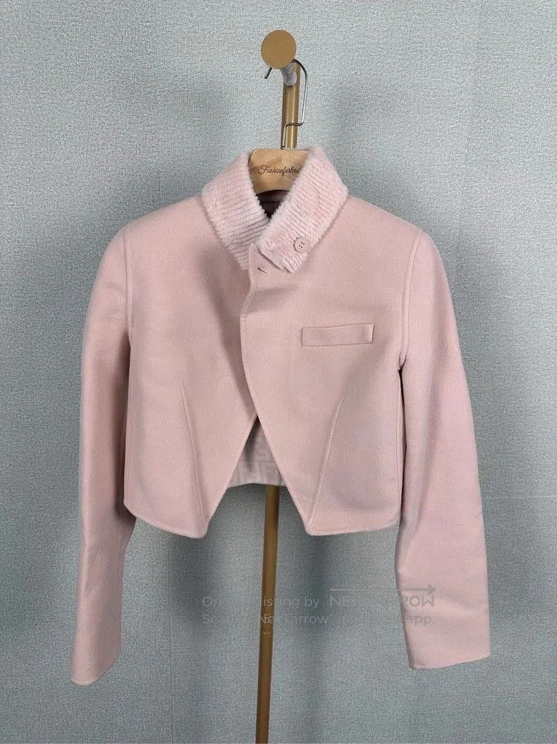 Fendi Fendi Pink Cropped Wool Blend Jacket . Size M / US 6-8 / IT 42-44 - 1 Thumbnail
