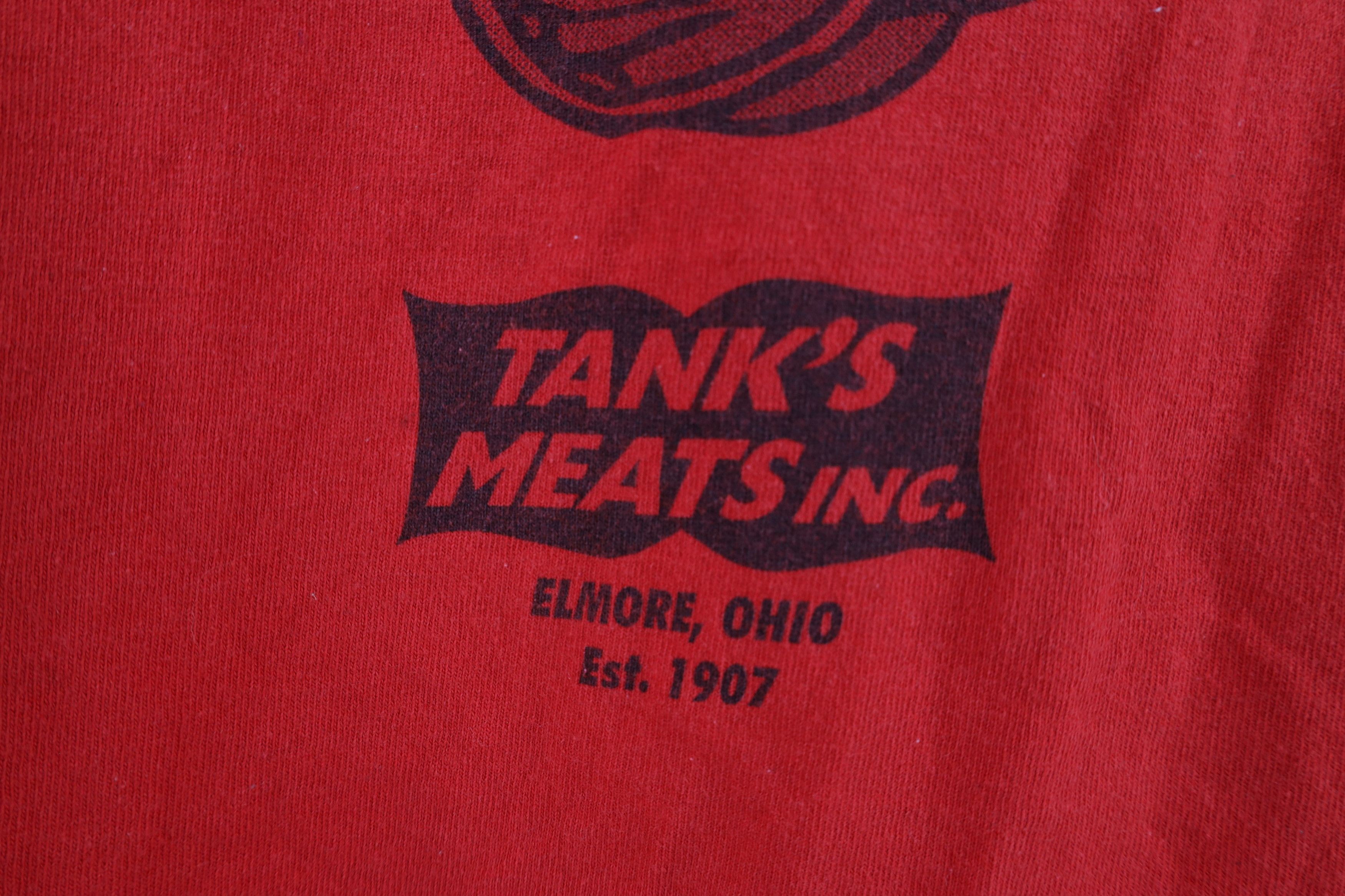Vintage Vintage 90s Out Got Meat Beef Tank Top T-Shirt Red Cotton Size US XXL / EU 58 / 5 - 12 Thumbnail