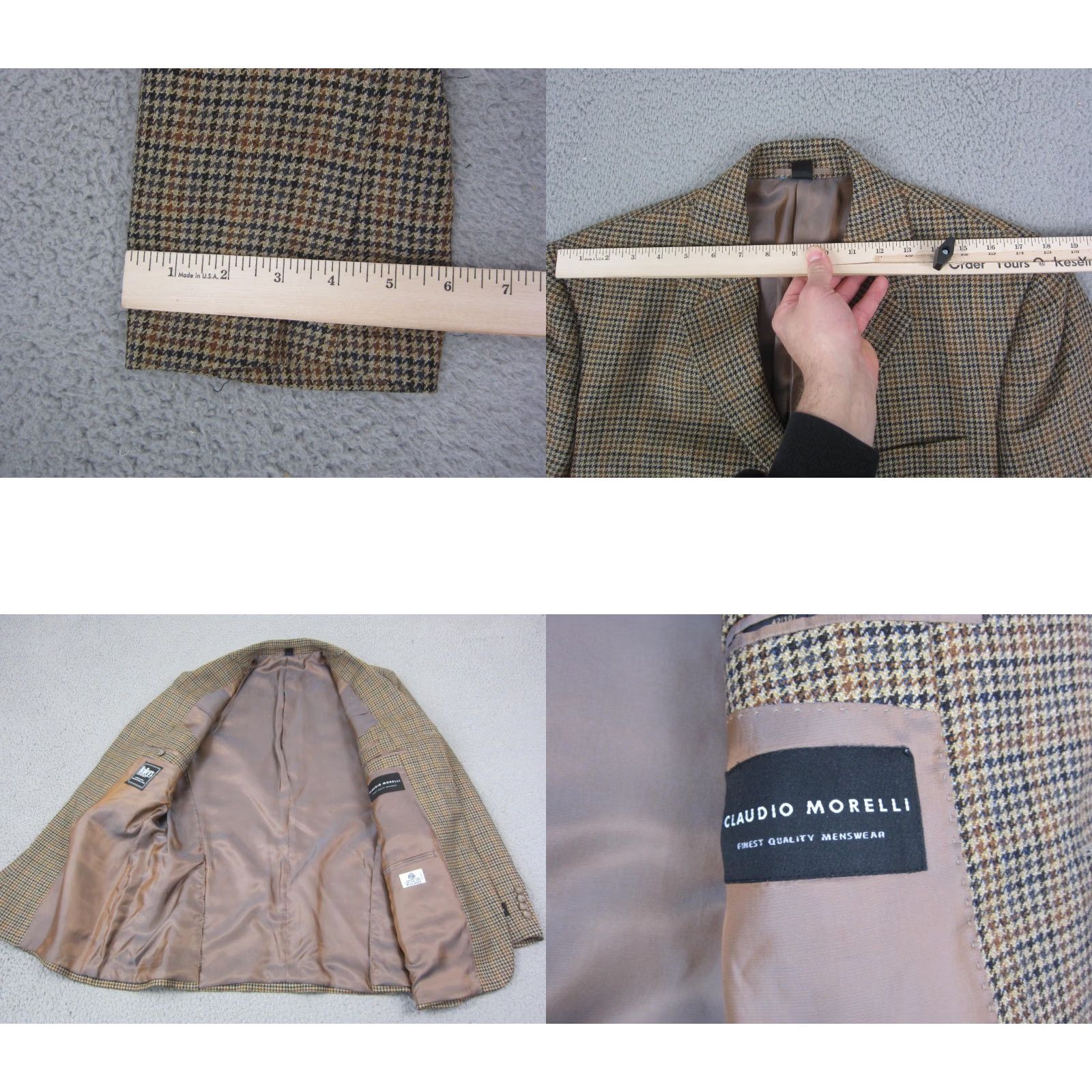 Vintage VINTAGE Claudio Morelli Blazer Jacket Mens 42S Brown Wool Tweed Notch Lapel Single-Breasted 80s 90s NWT Size 42R - 9 Thumbnail