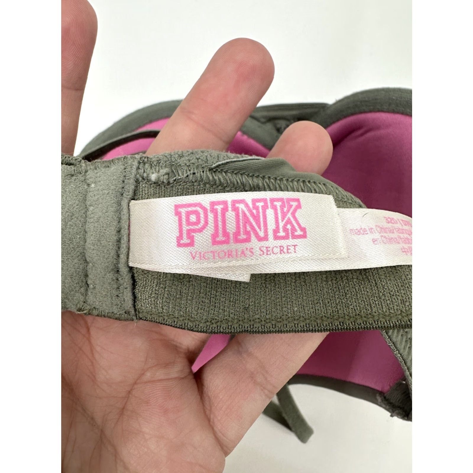 Pinko PINK Bra 32D Womens Wear Everywhere Push Up Green Logo Band Adjustable Size ONE SIZE - 3 Thumbnail