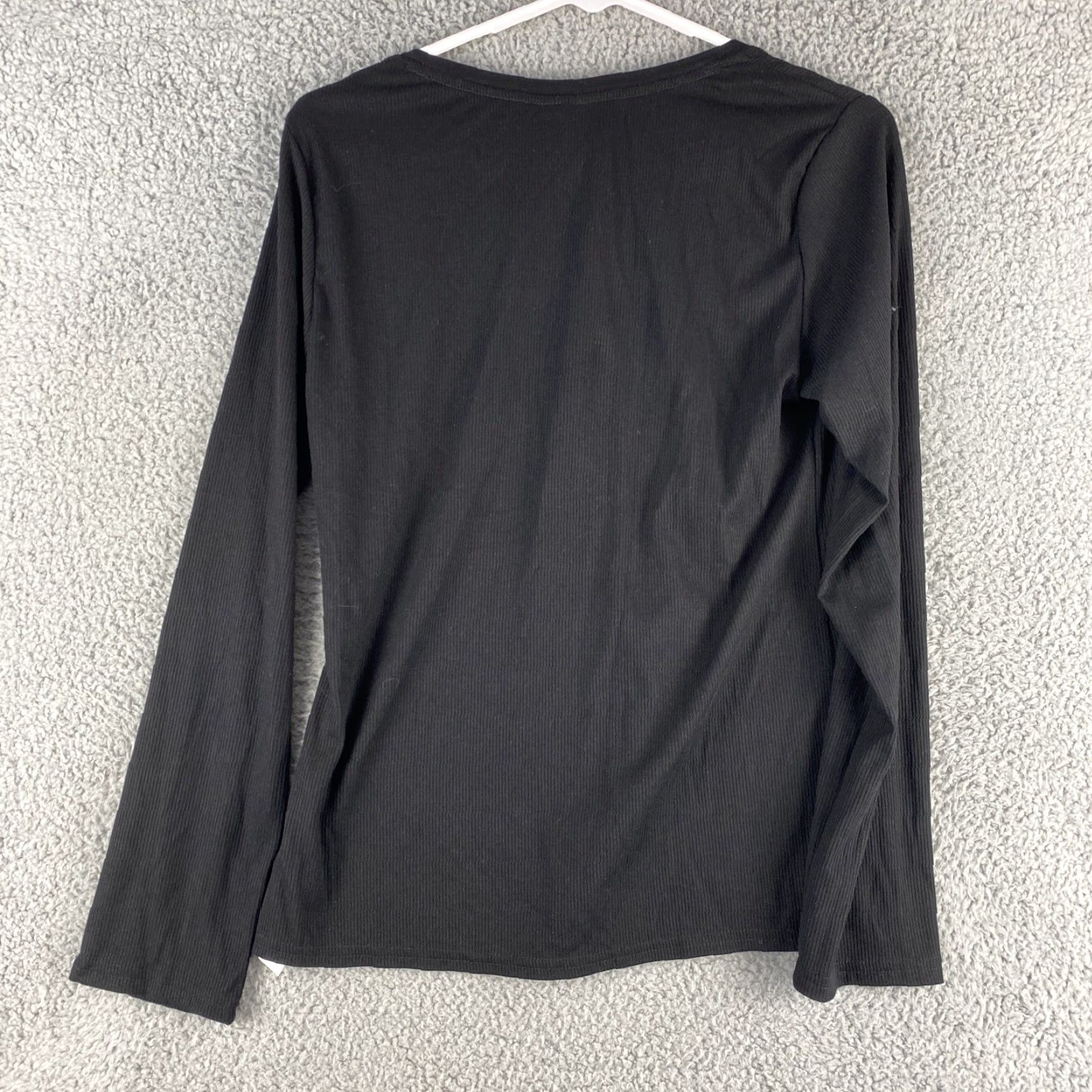 Calvin Klein Calvin Klein Top Women Sz L Black Crew Neck Long Sleeve Ribbed Stretch/ 40-39 Size L / US 10 / IT 46 - 6 Thumbnail