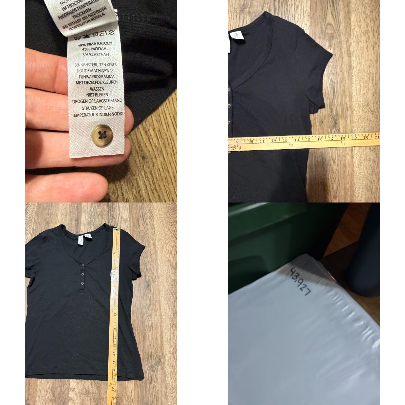 Joie VINTAGE? No — JA JOIE Shirt Women's Size Medium Black Short Sleeve Shirt V-neck 1/4 Buttons Shirt Size M / US 6-8 / IT 42-44 - 9 Thumbnail