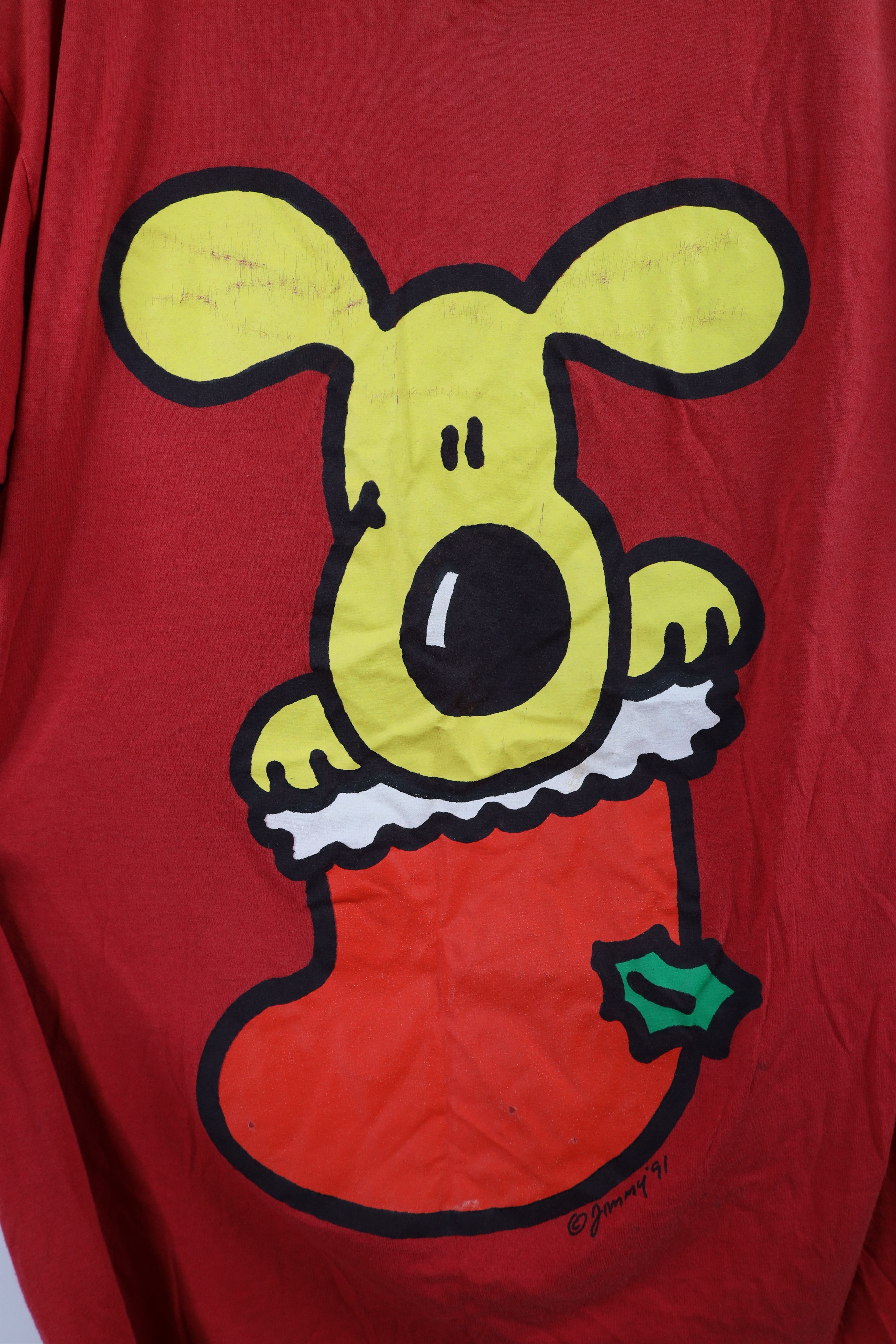Vintage Vintage 90s Streetwear Dog Stocking Night Sleep T-Shirt USA Size ONE SIZE - 4 Thumbnail