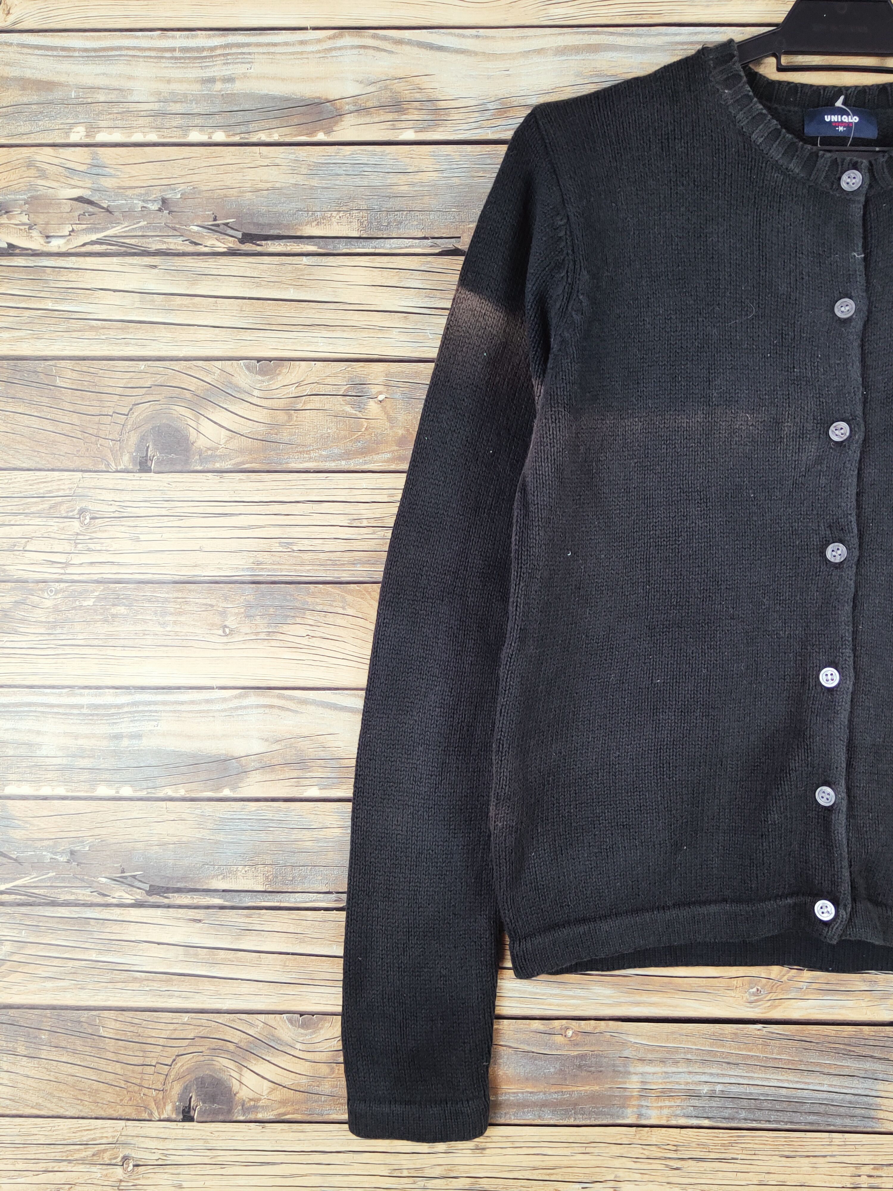 Homespun Knitwear × Japanese Brand Uniqlo japan vintage Black Faded Knitwear Cardigan #W996 Size M / US 6-8 / IT 42-44 - 3 Thumbnail